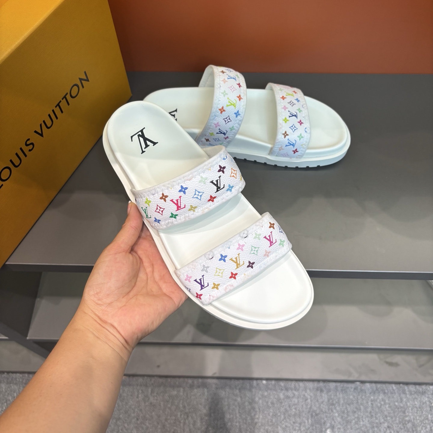 Louis Vuitton Men's Multicolor Monogram Slides Summer Beach Sandals 7 i1745719594226 1708 0 5