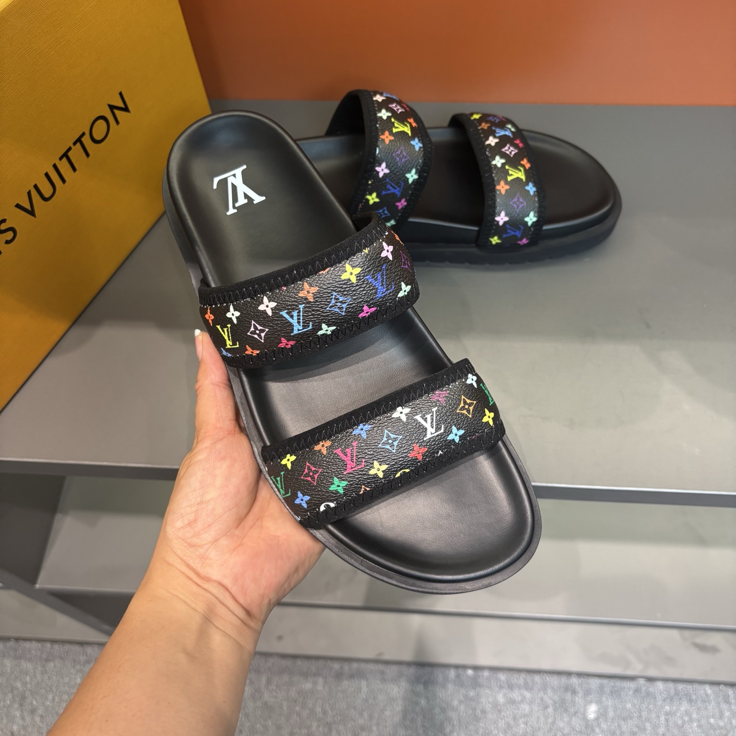 Louis Vuitton Men's Summer Multicolor Monogram Slides Sandals 7 i1745719635844 9300 0 5
