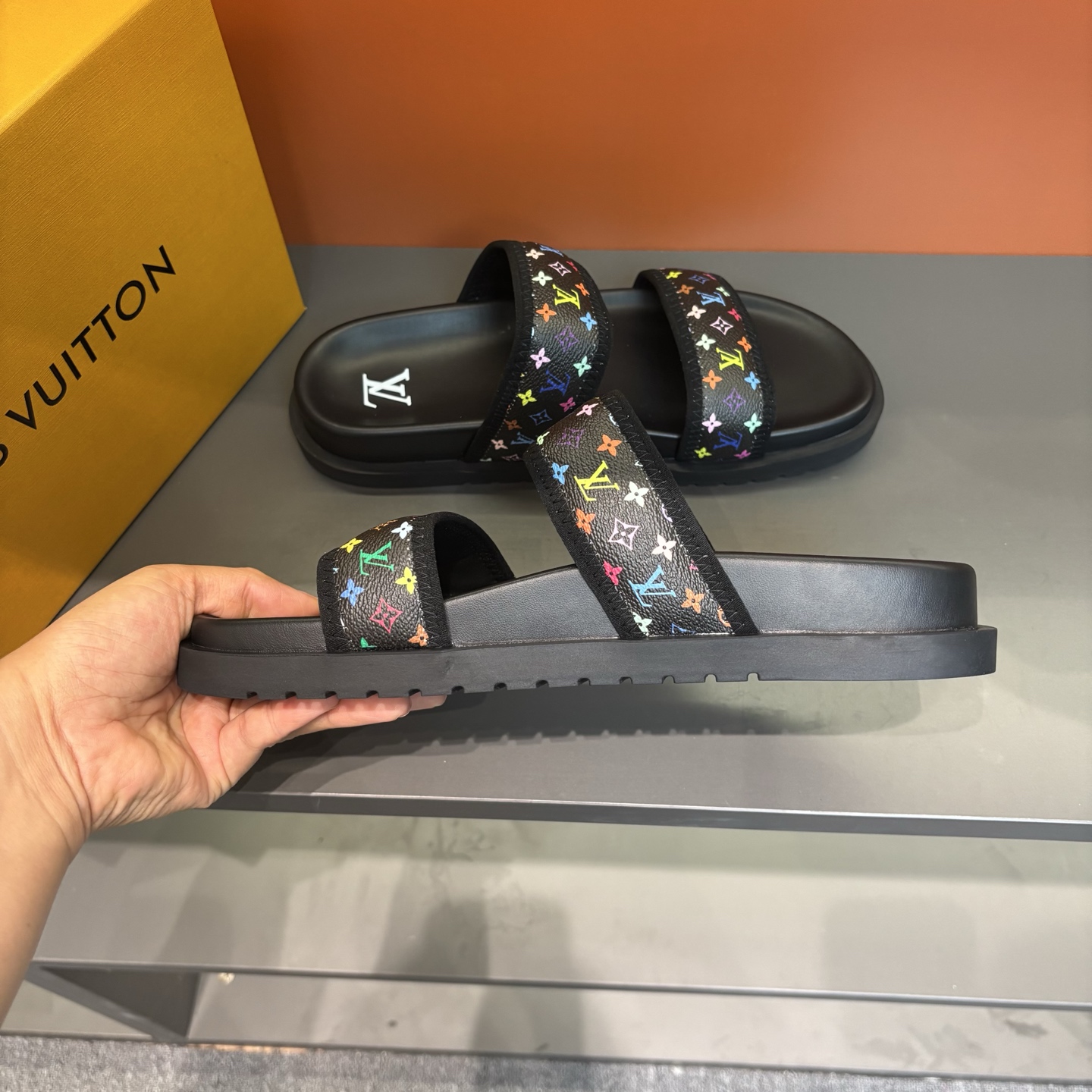 Louis Vuitton Men's Summer Multicolor Monogram Slides Sandals 8 i1745719637641 1080 0 6