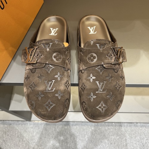 Louis Vuitton Easy 2025 Monogram Suede Leather Men's Casual Sandals Slides 1 Louis Vuitton Easy 2025 Monogram Suede Leather Men's Casual Sandals Slides