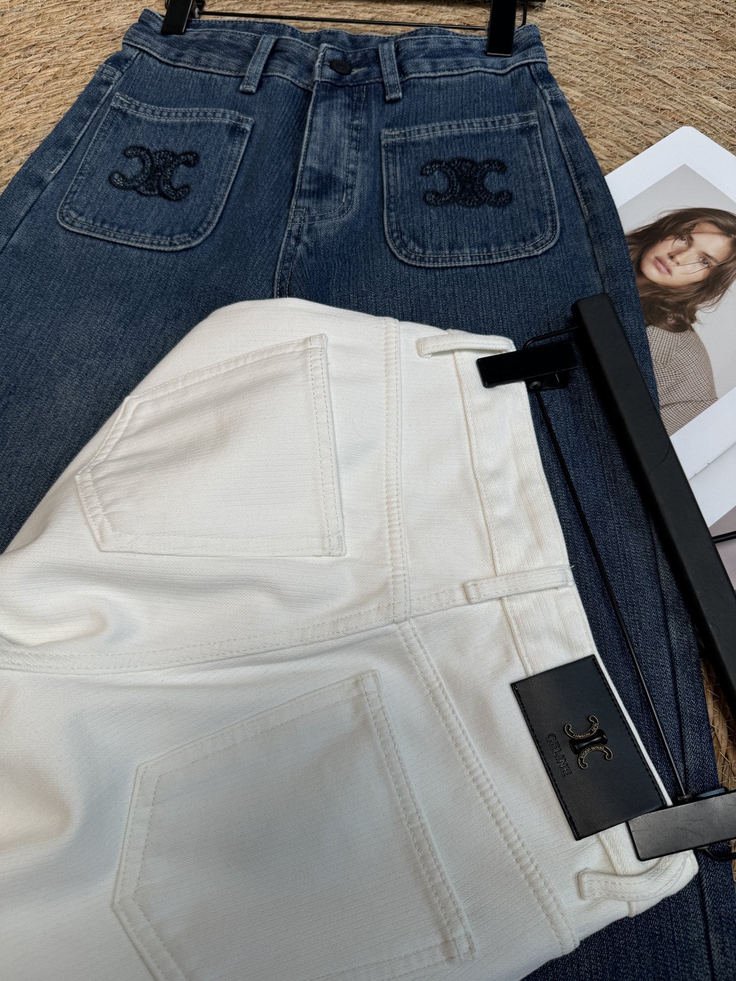 Celine Straight-Leg Jeans with Rhinestone Trim & Triomphe Pocket Detail 10 i1762509424718 680 0 7