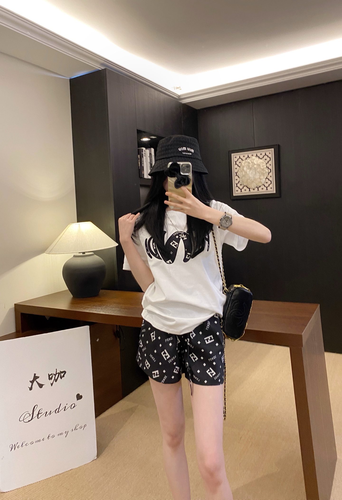Fendi 2025SS Early Spring New 3D T-Shirt and Shorts Set, Casual and Comfortable