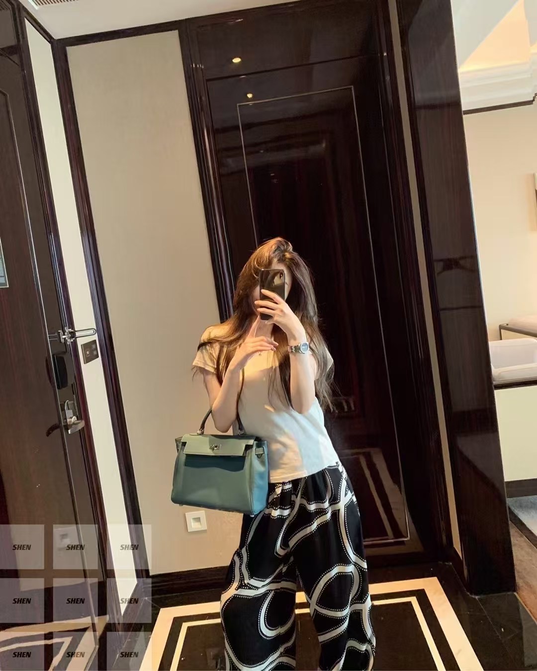 Hermes-Inspired Graphic Print Palazzo Pants with Drawstring Waist - S, M, L 4 i1744343366177 9673 0 2