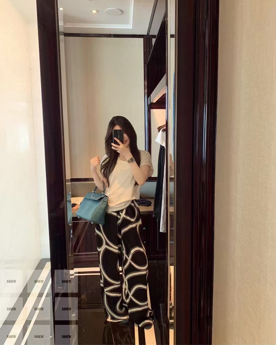 Hermes-Inspired Graphic Print Palazzo Pants with Drawstring Waist - S, M, L 2 i1744343366178 6314 0 0