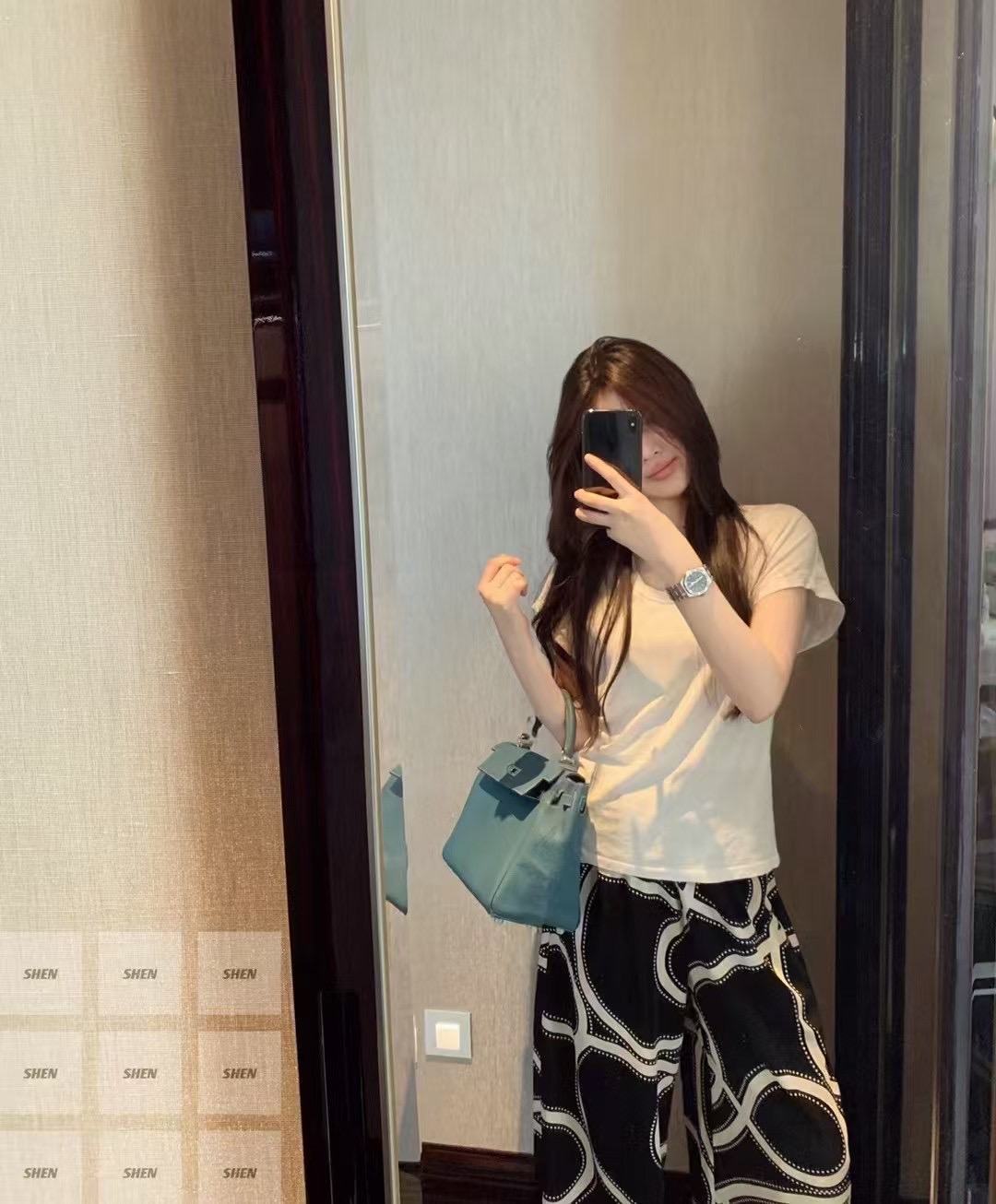 Hermes-Inspired Graphic Print Palazzo Pants with Drawstring Waist - S, M, L 3 i1744343367177 3356 0 1