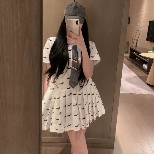 Thom Browne Dog Print Shirt Dress with Tie | College Style 1 Thom Browne Dog Print Shirt Dress with Tie | College Style