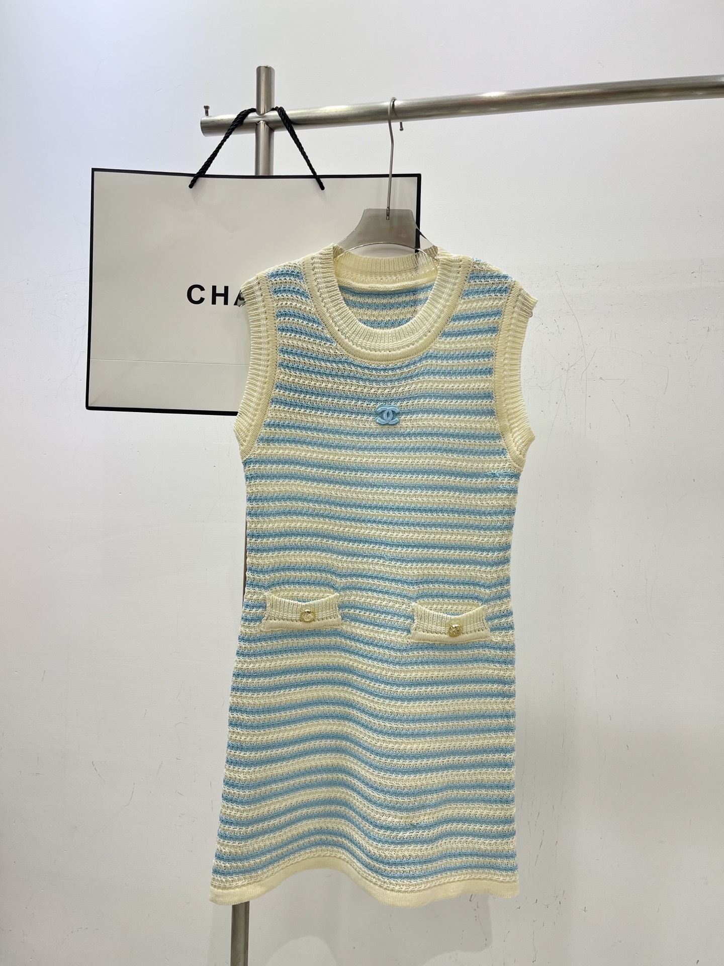 NO:461915,Real photos CH* blue striped vest skirt, skirts, alexander wang19860909实拍图CH*蓝色条纹背心裙,,skirts,alexander wang,Women's clothing