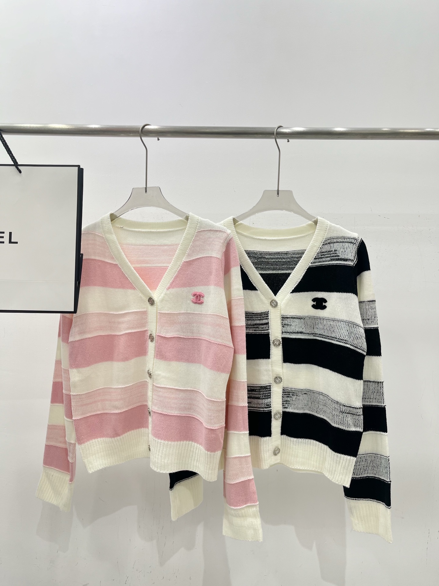 NO:481305,Real photos CH* striped mixed color long-sleeved cardigan, alexander wang19860909实拍图CH*条纹混色长袖开衫,,alexander wang,Women's clothing