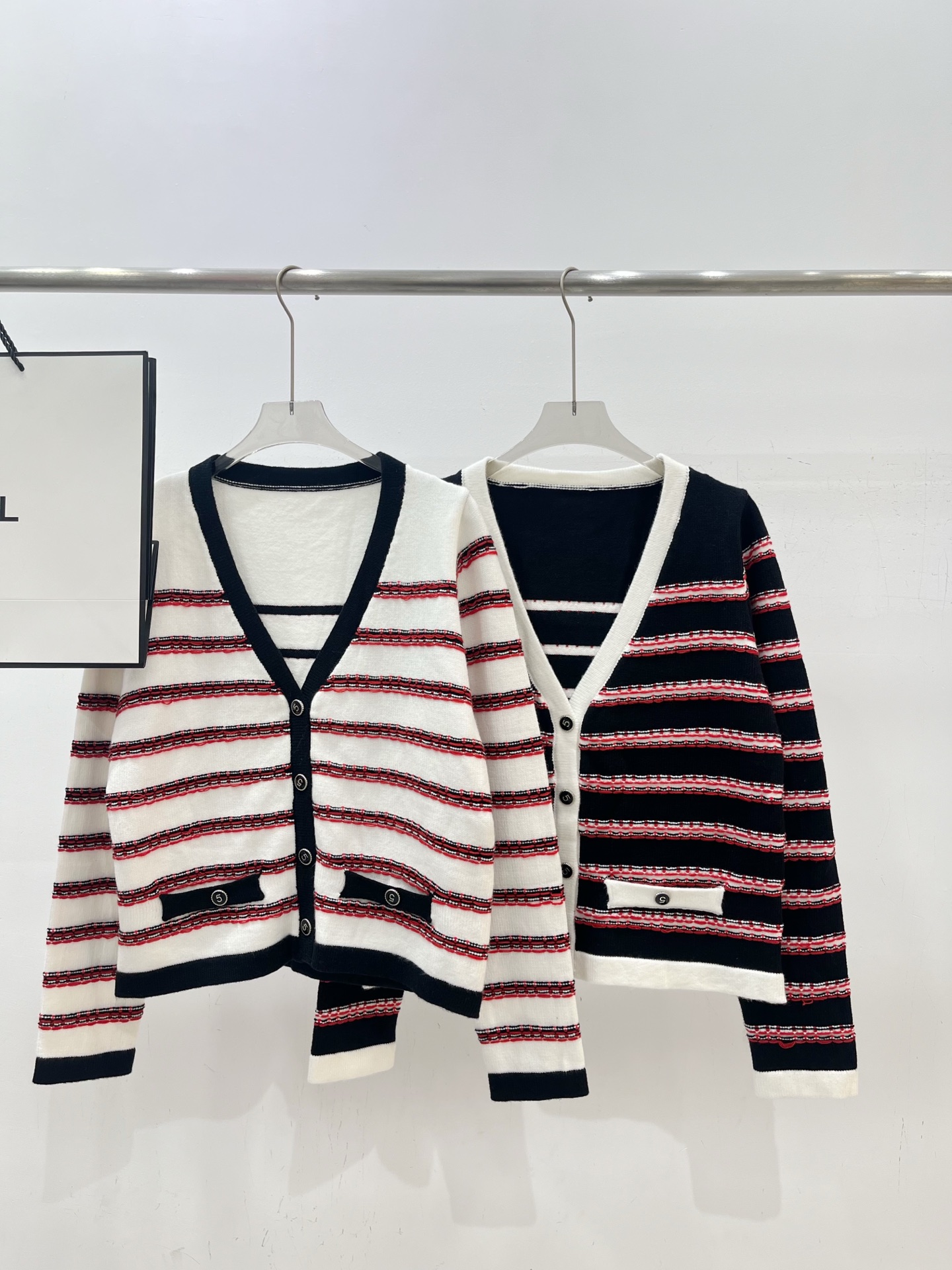 NO:481300,Real photo CH* three-dimensional crochet striped long-sleeved cardigan, alexander wang19860909实拍图CH*立体钩织条纹长袖开衫,,alexander wang,Women's clothing