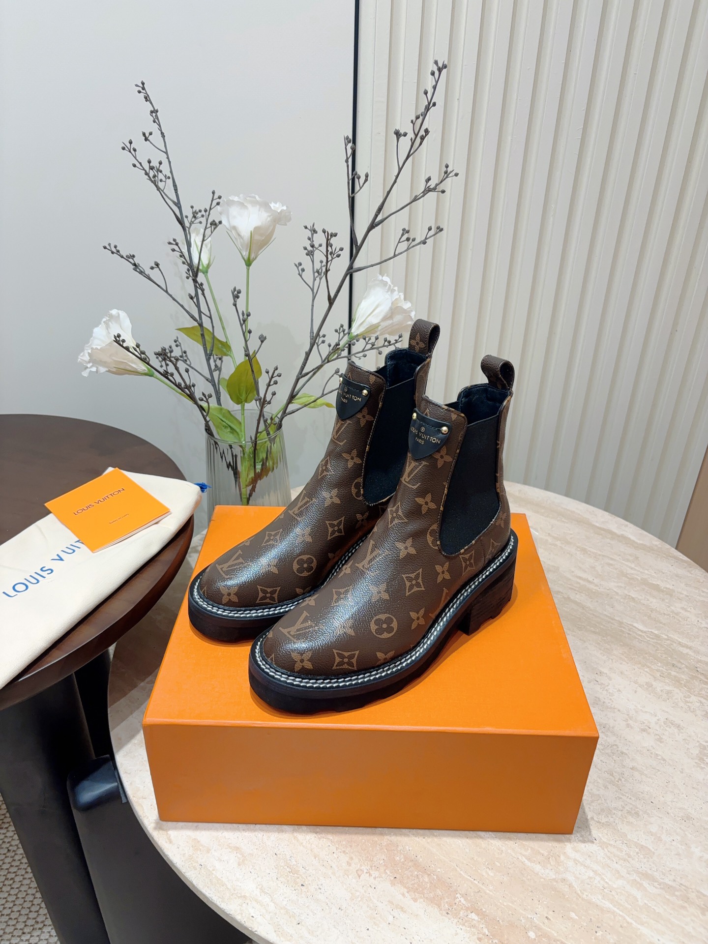 秋冬新款Louis vuitton LV BEAUBOURG 及踝靴松紧厚底短靴 3