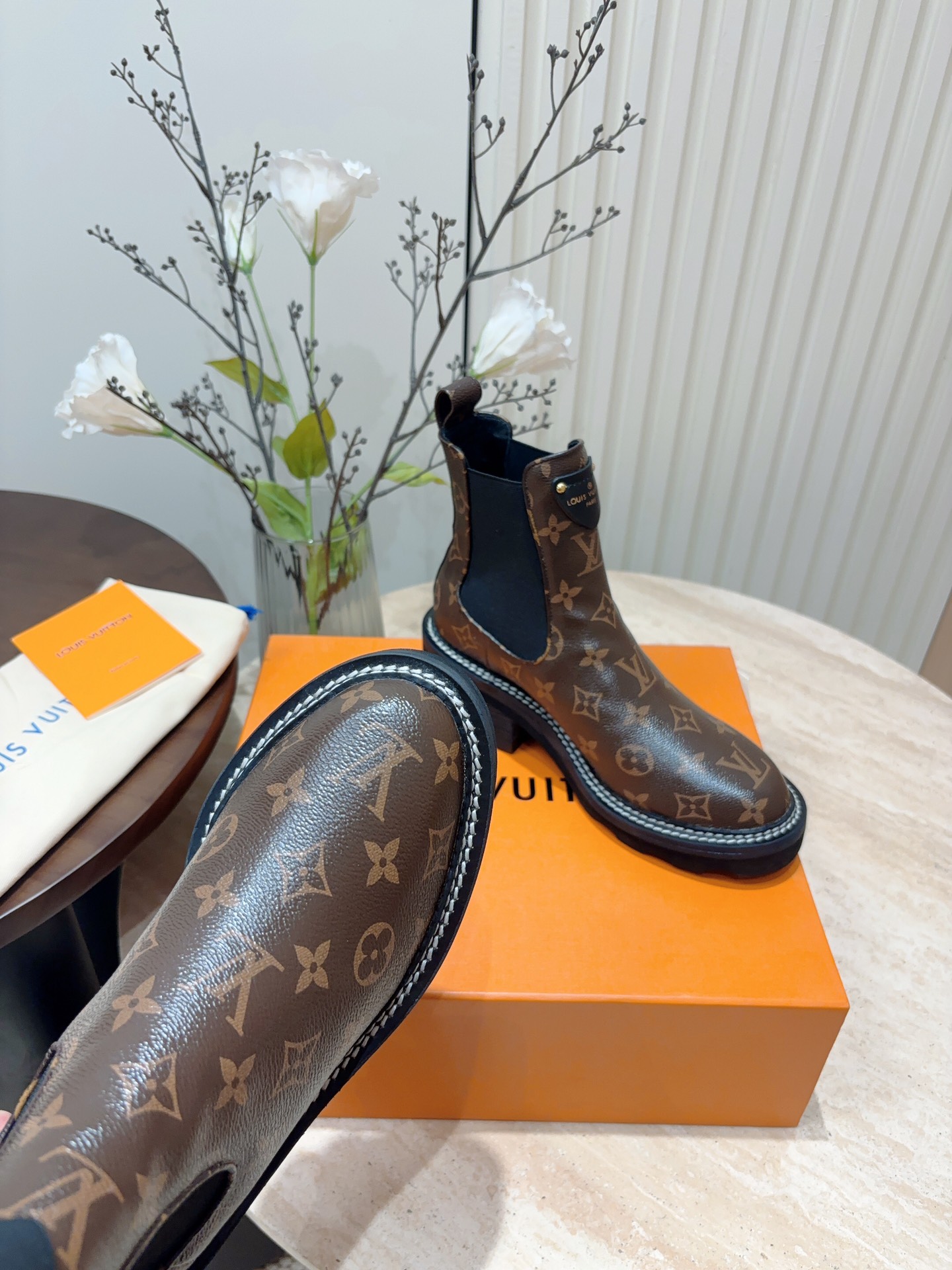秋冬新款Louis vuitton LV BEAUBOURG 及踝靴松紧厚底短靴 4