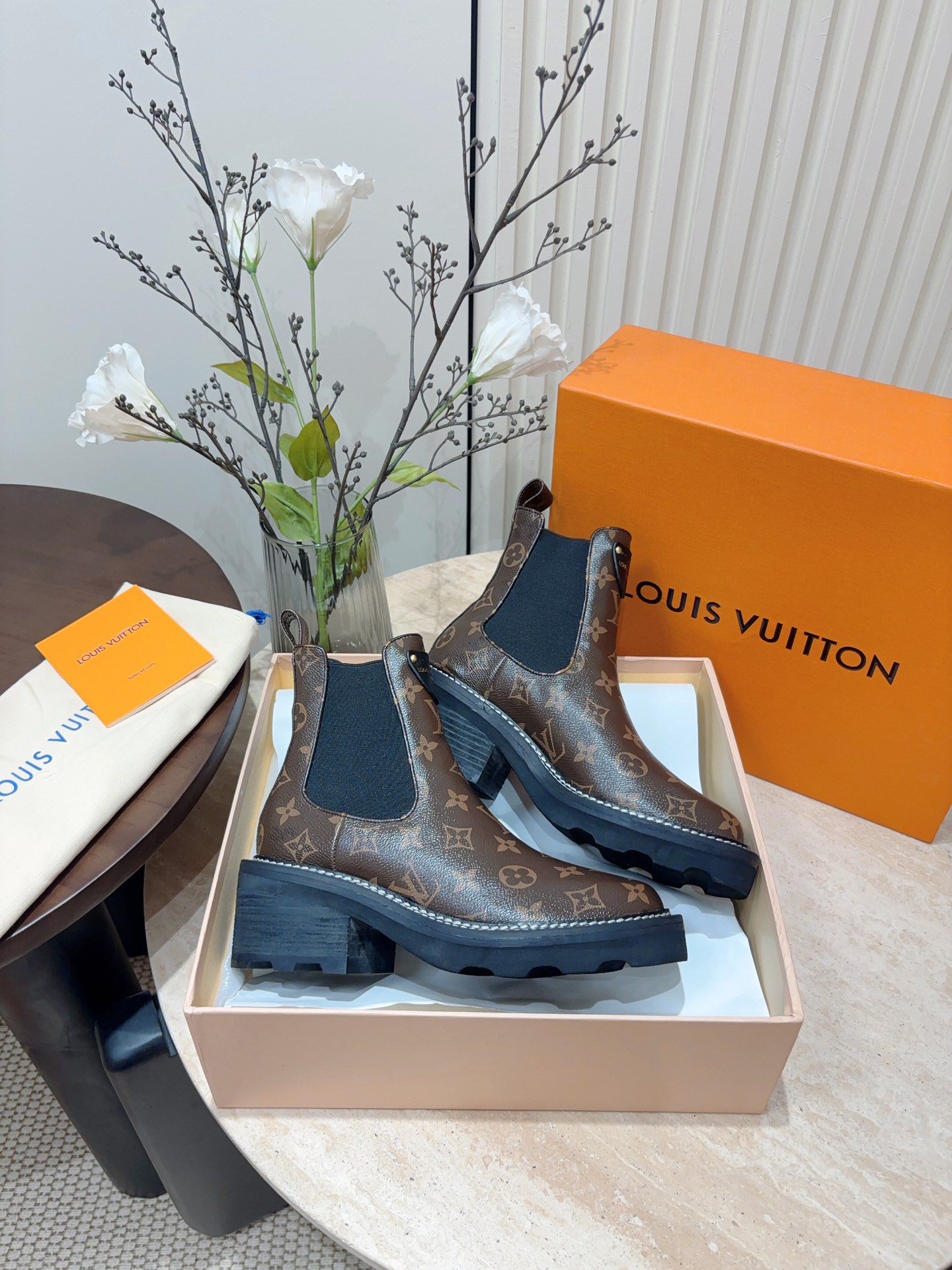 秋冬新款Louis vuitton LV BEAUBOURG 及踝靴松紧厚底短靴 7