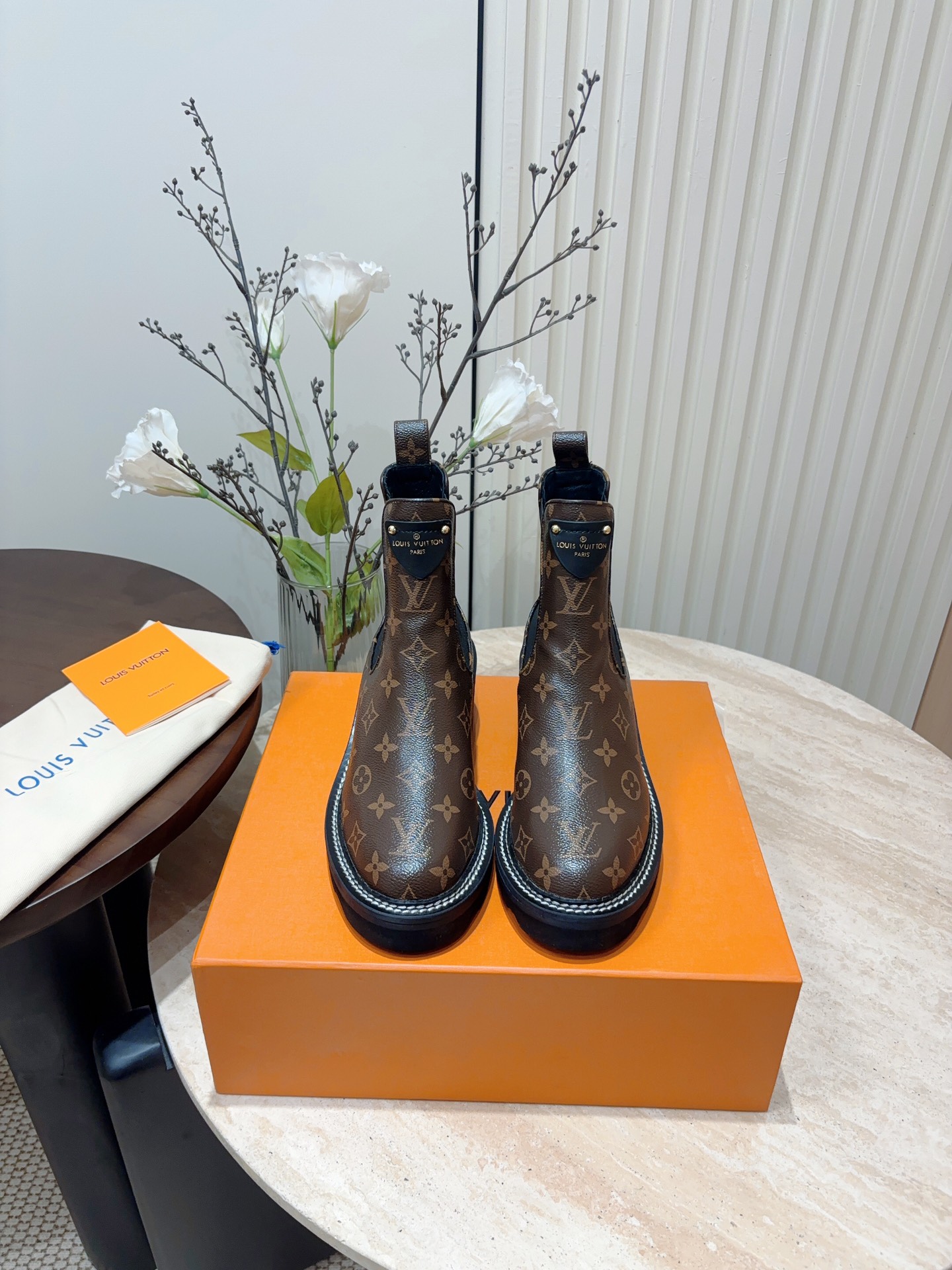 秋冬新款Louis vuitton LV BEAUBOURG 及踝靴松紧厚底短靴 2