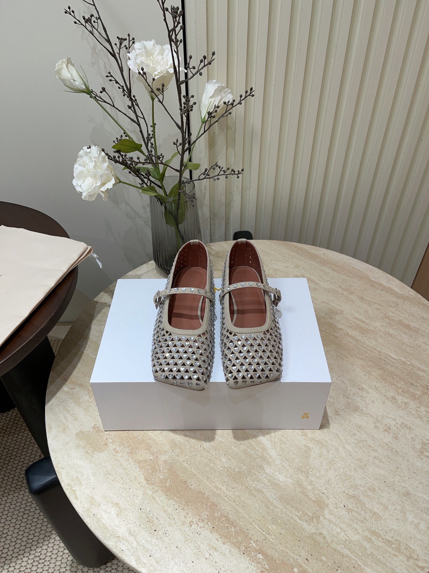 Amina Muaddi 25SS Collection: Unique Style with Original Drilling and Sheepskin Footbed