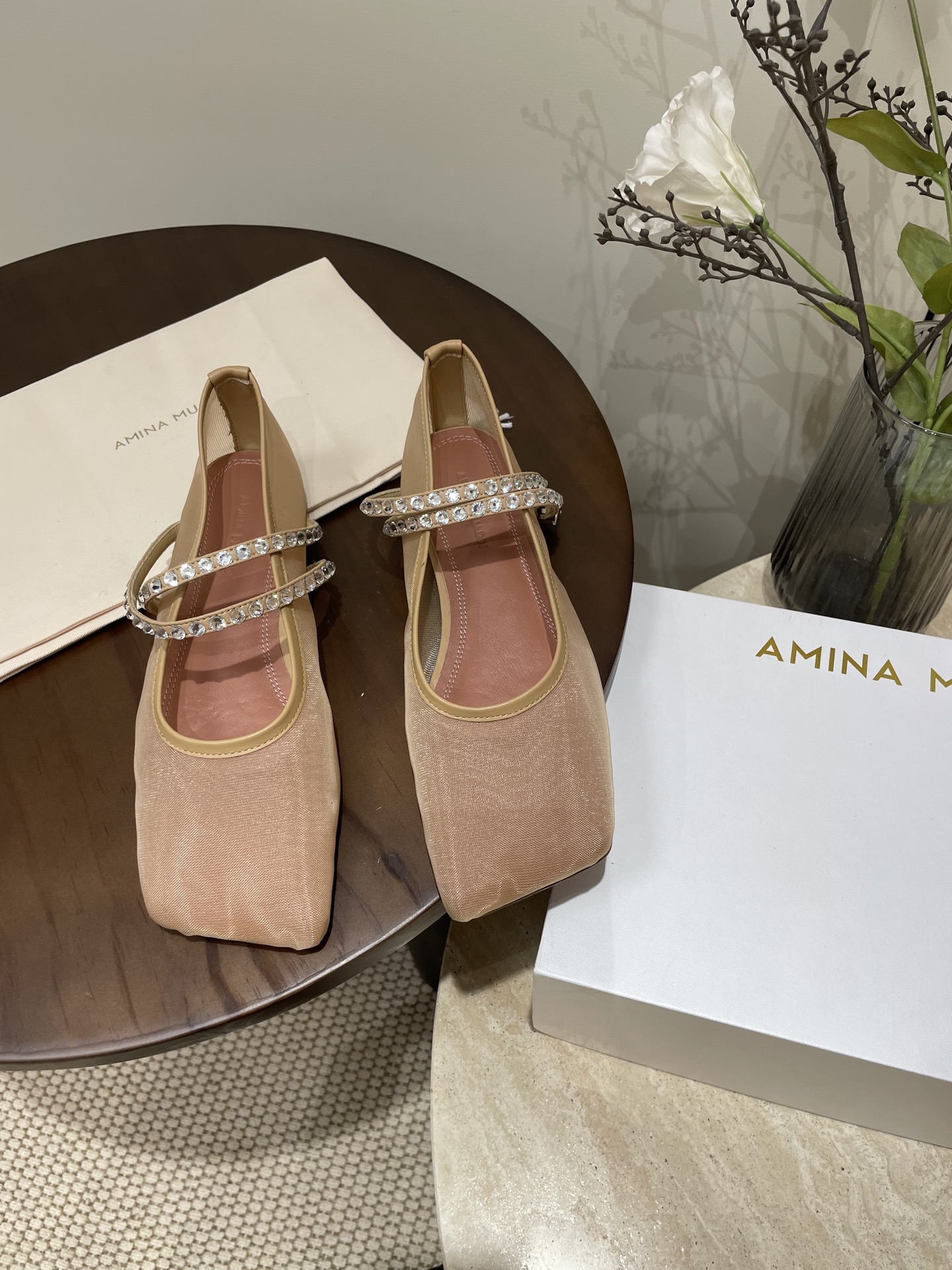 Amina Muaddi French Water-Drilling Ballet Shoes for Spring and Summer Collection - 图片 5
