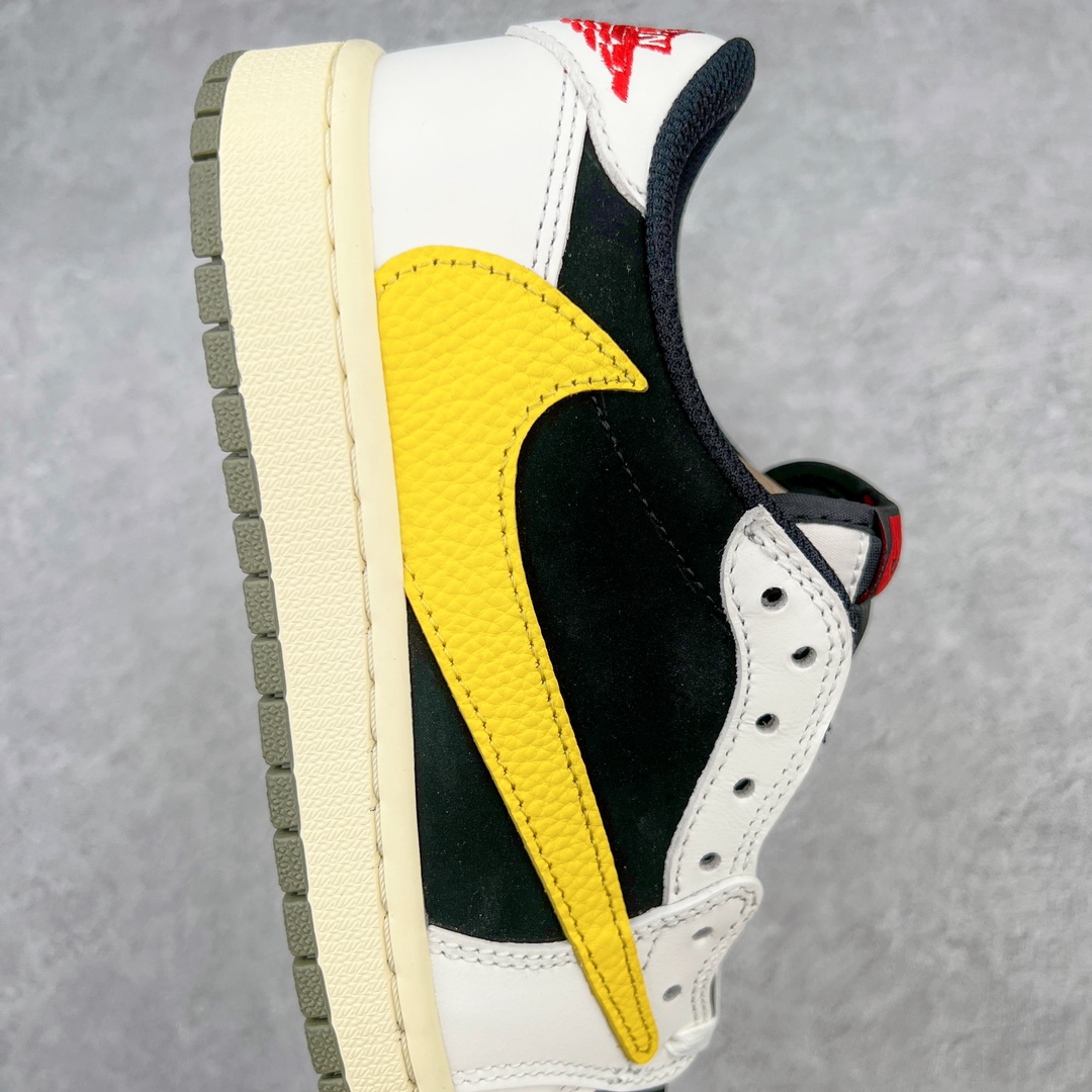 图片[6]-＃KZ神版莞产 Travis Scott x Fragment x Air Jordan AJ1 Low OG SP 三方联名闪电倒钩黑白黄低帮 DM7866-982 全系列配色 外贸特供批次 新配色不断更新开发 市场中端王者 全套原纸板楦头开发 确保原汁原味 完美呈现一代版型 一比一鞋头弧度高度鞋身弧度 此版本只针对中端市场 细节品控鞋型随意秒杀市面同价位 鞋型完美 不臃肿别扭 头层皮料加持 用料绝不含糊 进口玻璃冲刀皮料裁剪零毛边 电脑针车工艺 超高鞋面清洁度 最高QC检验标准 控制溢胶瑕疵 原盒原配 飞翼3D高频深度立体 工艺方面大到整体鞋型 漏斗收腰 底线拉帮 LOGO立体程度 小到针眼排布 载片对称 冲孔效果 鞋标规范 鞋垫背胶等等 无一不是口碑收割 每双都是一个回头客 尺码：36 36.5 37.5 38 38.5 39 40 40.5 41 42 42.5 43 44 44.5 45 46 47.5-选品中心