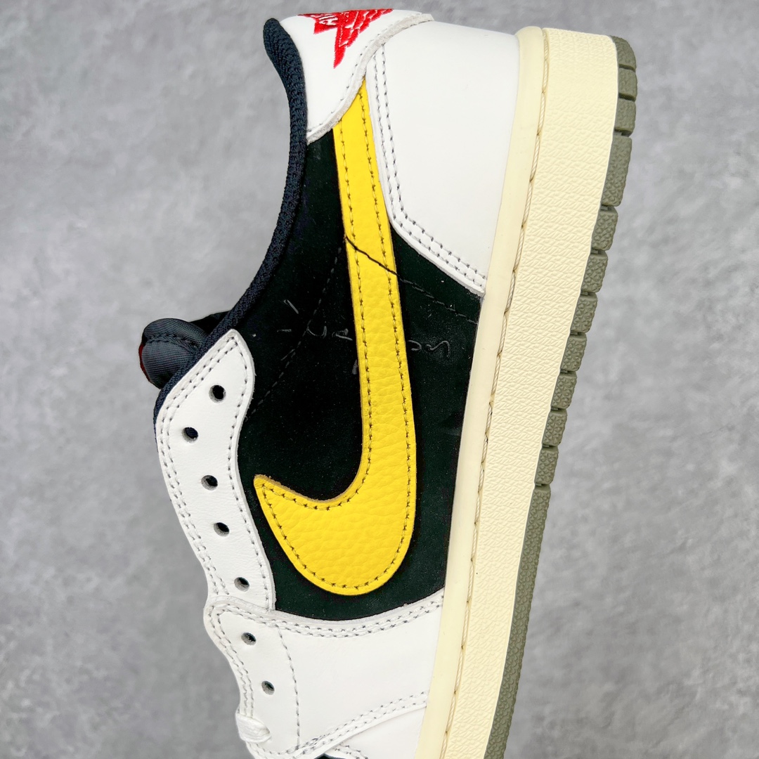 图片[7]-＃KZ神版莞产 Travis Scott x Fragment x Air Jordan AJ1 Low OG SP 三方联名闪电倒钩黑白黄低帮 DM7866-982 全系列配色 外贸特供批次 新配色不断更新开发 市场中端王者 全套原纸板楦头开发 确保原汁原味 完美呈现一代版型 一比一鞋头弧度高度鞋身弧度 此版本只针对中端市场 细节品控鞋型随意秒杀市面同价位 鞋型完美 不臃肿别扭 头层皮料加持 用料绝不含糊 进口玻璃冲刀皮料裁剪零毛边 电脑针车工艺 超高鞋面清洁度 最高QC检验标准 控制溢胶瑕疵 原盒原配 飞翼3D高频深度立体 工艺方面大到整体鞋型 漏斗收腰 底线拉帮 LOGO立体程度 小到针眼排布 载片对称 冲孔效果 鞋标规范 鞋垫背胶等等 无一不是口碑收割 每双都是一个回头客 尺码：36 36.5 37.5 38 38.5 39 40 40.5 41 42 42.5 43 44 44.5 45 46 47.5-选品中心