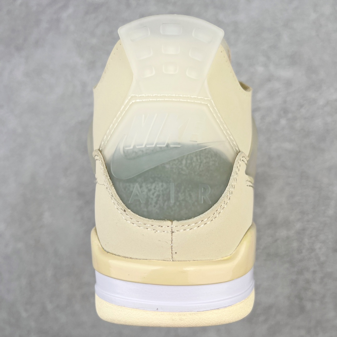 图片[8]-＃PB福利特价 Off-White™ x Air Jordan AJ4 Retro\\\”Cream/Sail\\\”“OW联名白帆”CV9388-100 耗时半年巨作 40余配色陆续出货 全套原纸板楦头开发 调试30余版 确保原汁原味完美呈现四代版型 一比一鞋头弧度高度趴度鞋身弧度 此版本只针对中端市场 皮料材质有所更替 其他数据细节工艺流程均保持公司一致 细节品控鞋型随意秒杀市面3XX 4XX 原厂TPU网格鞋带扣 正确内里网布 菱角分明不变形无多余毛边 柔软性质感一致于原鞋 原厂织唛标 原厂飞人电绣工艺 独家绑鞋带手法 印刷中底布 四线拉帮 米色美纹纸贴合固定 进口港宝加持 后跟自然饱满 全鞋荧光划线卡点 追求极致完美 每一双都是工艺品 多重QC质检 超越公司货的品控标准 实实在在的免检产品 尺码：40 40.5 41 42 42.5 43 44 44.5 45 46 47.5-选品中心