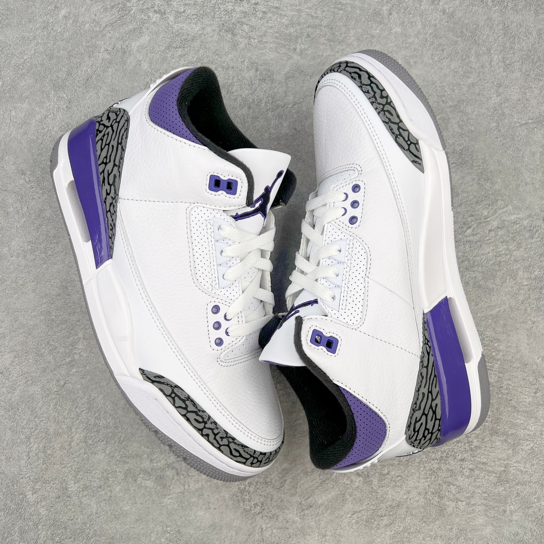 图片[3]-💰390 ＃Lw纯原 Air Jordan AJ3 Retro 白紫 CT8532-105 圈内最强三代系列 匠心打造 开发时长超过半年 目前可过各类鉴定或无法鉴定 裸鞋随便操作 全套原纸板楦头开发 原厂大底磨具加持立体防滑纹理 原装可视Air Sole气垫 原汁原味最完美的三代版型 唯一正确鞋头趴度弧度高度鞋身腰线 原厂TPU彩虹扎染后跟饰片 正确内里反口里网布 皮料菱角分明不变形无多余毛边 广东原厂zp同批次手工大底描漆拉丝 市场唯一原厂鞋扣模具 原厂织唛标 原厂飞人电绣工艺 尾指中部跳三针 独家绑鞋带手法 印刷中底布 四线拉帮 米色美纹纸贴合固定 进口港宝加持 后跟自然饱满 全鞋荧光划线卡点 追求极致完美 每一双都是工艺品 多重QC质检 超越公司货的品控标准 实实在在的免检产品 SIZE：36 36.5 37.5 38 38.5 39 40 40.5 41 42 42.5 43 44 44.5 45 45.5 46 47.5 48.5 编码：by4936060-运动鞋