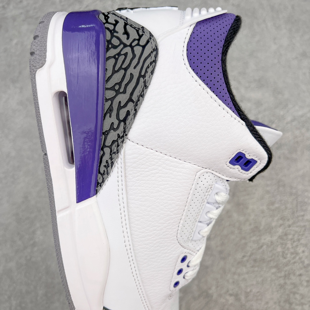 图片[6]-💰390 ＃Lw纯原 Air Jordan AJ3 Retro 白紫 CT8532-105 圈内最强三代系列 匠心打造 开发时长超过半年 目前可过各类鉴定或无法鉴定 裸鞋随便操作 全套原纸板楦头开发 原厂大底磨具加持立体防滑纹理 原装可视Air Sole气垫 原汁原味最完美的三代版型 唯一正确鞋头趴度弧度高度鞋身腰线 原厂TPU彩虹扎染后跟饰片 正确内里反口里网布 皮料菱角分明不变形无多余毛边 广东原厂zp同批次手工大底描漆拉丝 市场唯一原厂鞋扣模具 原厂织唛标 原厂飞人电绣工艺 尾指中部跳三针 独家绑鞋带手法 印刷中底布 四线拉帮 米色美纹纸贴合固定 进口港宝加持 后跟自然饱满 全鞋荧光划线卡点 追求极致完美 每一双都是工艺品 多重QC质检 超越公司货的品控标准 实实在在的免检产品 SIZE：36 36.5 37.5 38 38.5 39 40 40.5 41 42 42.5 43 44 44.5 45 45.5 46 47.5 48.5 编码：by4936060-运动鞋