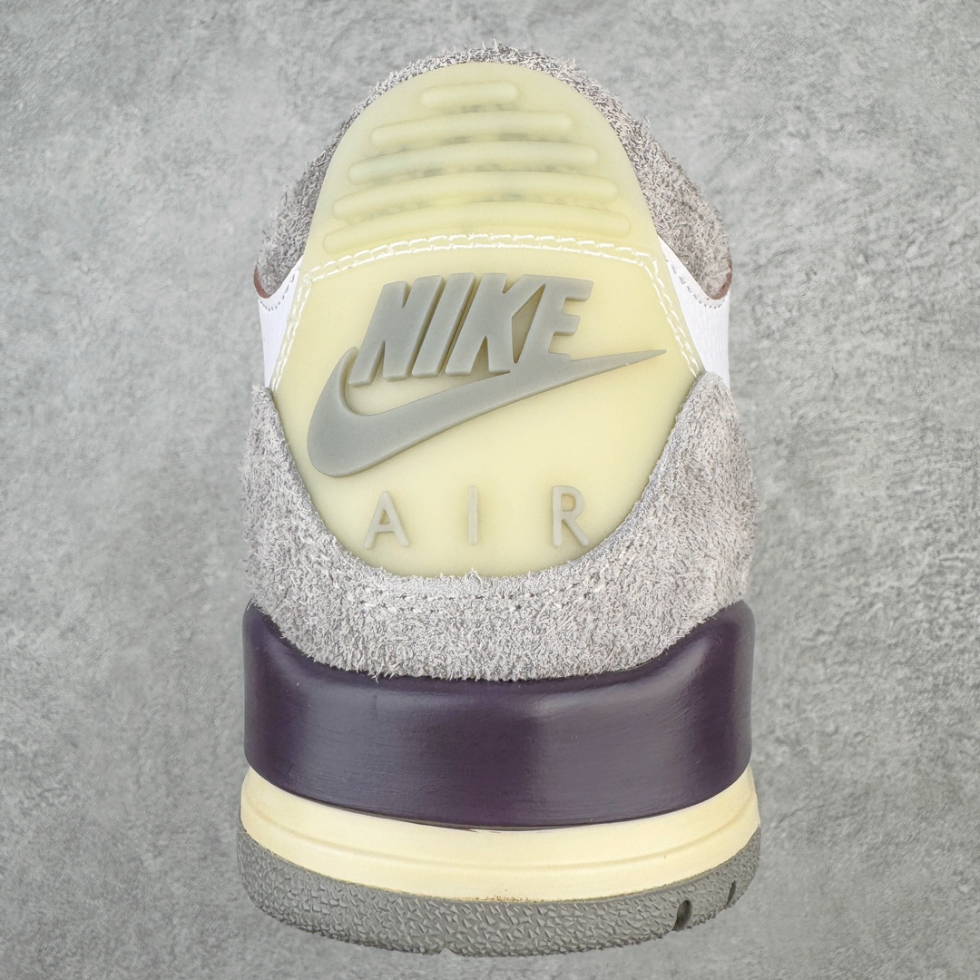 图片[8]-💰130 ＃PB版 福利特价‼A Ma Maniére x Air Jordan AJ3 Retro AMM联名白紫灰 DH3434-110 市场中端王者 全套原纸板楦头开发 原厂大底磨具加持立体防滑纹理 原装可视Air Sole气垫 原汁原味最完美的三代版型 唯一正确鞋头趴度弧度高度鞋身腰线 此版本只针对中端市场 皮料材质有所更替 其他数据细节工艺流程均保持一致 绝不口嗨 细节品控鞋型随意秒杀市面3XX 4XX 原厂TPU后跟饰片 正确内里反口里网布 皮料菱角分明不变形无多余毛边 正确手工大底描漆拉丝 市场唯一原厂鞋扣模具 原厂织唛标 原厂飞人电绣工艺 尾指中部跳三针 独家绑鞋带手法 印刷中底布 四线拉帮 米色美纹纸贴合固定 进口港宝加持 后跟自然饱满 全鞋荧光划线卡点 追求极致完美 每一双都是工艺品 多重QC质检 超越公司货的品控标准 实实在在的免检产品 尺码：40 40.5 41 42 42.5 43 44 44.5 45 45.5 46 47.5 编码：by2936000-运动鞋