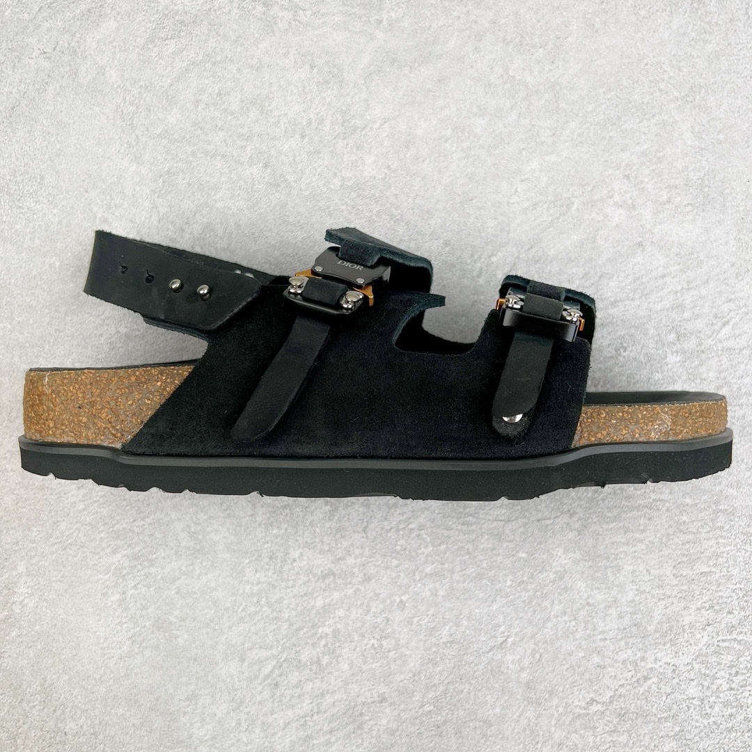 纯原福利️DiorxBirkenstockArizona迪奥联名勃肯皮革绒面双扣时尚凉鞋牛皮绒面革质地柔