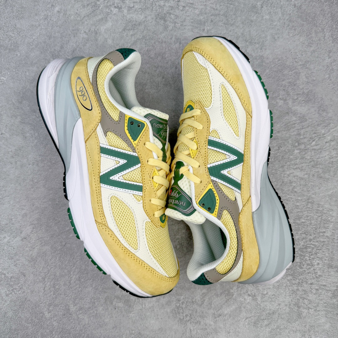 图片[3]-＃K版纯原 New Balance U990TE6 新百伦NB990V6 淡黄色 第六代总统复古慢跑鞋 这是一双极具现代感设计的复古跑鞋 990v6 鞋面大部分面积依旧采用麂皮和织物材质覆盖 从各种细节上看也还是有点 990v5 的影子 但相比 990v5 990v6 鞋面各种材质的拼接会更加复杂 这次 990v6 最大的改变相信大家应该也发现了 就是看上去貌似比 990v4 和 990v5 两代鞋款加起来还要厚的鞋底 其实这是 New Balance 首次采用的三重缓震组合鞋底 除了之前就有的 ABZORB 缓震科技和 ENCAP 中底 这次新加入了 FuelCell 缓震科技 看来舒适度和增高度 都要更上一层楼呀 990v6 的侧标 Logo 设计少见地没有印在绒面皮革上 而是置于网眼面料以及横跨鞋身的皮革织带之上 同时鞋舌上的标签设计并没有延用此前 990v4 和 990v5 采用的样式设计 而是采用了一种新的类似于三角徽章的设计 所以对于鞋款上的更新变化 既有延续经典的设计 也有创新性的改变 尺码：36 37 37.5 38 38.5 39 40 40.5 41.5 42 42.5 43 44 44.5 45-选品中心