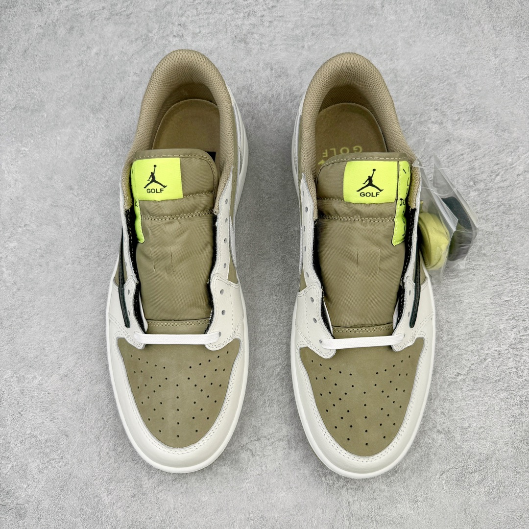 图片[2]-＃DF纯原特价 Travis Scott x Air Jordan AJ1 Low Golf \\\”Olive\\\” TS联名倒钩高尔夫低帮6.0 FZ3124-200 原盒原配 原厂拉帮工艺 针距密度一致 全新升级网板中底 原楦原纸板开发 后跟弧度收口自然不对折 极致一眼正品既视感 原厂皮料 进口玻璃冲刀皮料裁剪零毛边 承诺百分百一致原鞋 全鞋电脑针车工艺 鞋面清洁度最高QC检验标准 控制溢胶 飞翼3D高频深度立体 鞋盒、防尘纸 均采购来自原厂 尺码：36 36.5 37.5 38 38.5 39 40 40.5 41 42 42.5 43 44 44.5 45 46 47.5-选品中心