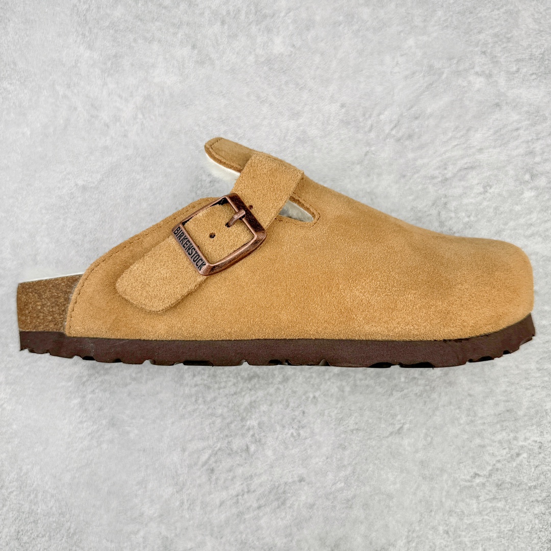 ＃DG纯原福利 Birkenstock Boston VL 勃肯软木底包头拖鞋加绒版 天鹅绒般的绒面革赋子休闲的经典外观 四季皆宜 柔软的鞋床采用额外的泡沫缓冲层 提供额外的舒适感和全天支撑 全网独家首发 源于德国的严谨工艺 牛巴戎面 中层松木 EVA 三层组合大底 优质牛皮面料五金扣 出口订单 尺码：35 36 37 38 39 40-选品中心