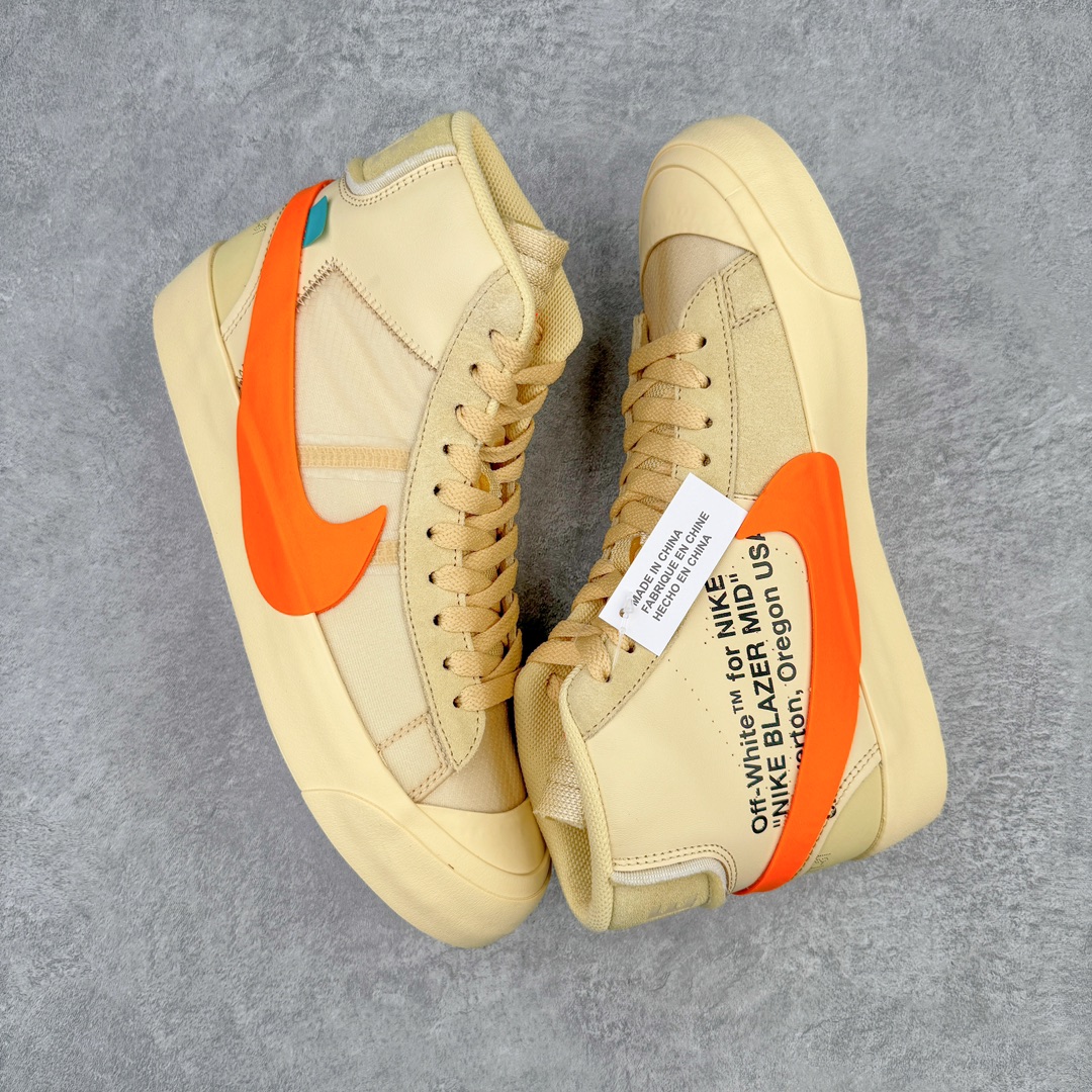 图片[3]-零售💰370 ＃Top纯原 Off-White x NK Blazer Mid OW联名款开拓者高帮休闲板鞋 南瓜色 AA3832-700 全新订单出货 大厂流水线原鞋原纸板开发打造 内置NFC感应芯片 原厂港宝定型 进口网纱正确原厂同工序铝楦硫化工艺 尺码：36 36.5 37.5 38 38.5 39 40 40.5 41 42 42.5 43 44 44.5 45 46 47.5 48 编码：by3936070-运动鞋