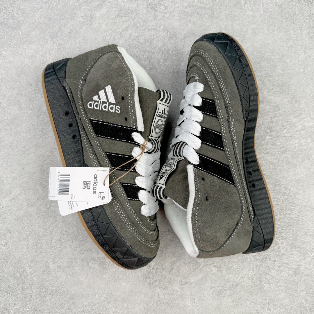 图片[3]-＃C版纯原 Crude x AD Originals Adimatic Mid\\\”Ynuk Grey Five\\\”马蒂奇系列中帮复古鲨鱼面包休闲运动休闲滑板板鞋“深灰黑白”IE2174 葡萄牙涂鸦艺术家 Crude 与 Originals合作鞋款“Ynuk”系列。此次双方以Adimatic鞋型为基础，带来Crude × adidas Originals Adimatic Mid，一款超高颜值的面包鞋！鞋面采用麂皮材质打造，质感满满。鞋身元素经过放大处理，加厚的鞋舌、宽大的鞋带、大尺寸的三条杠。中底部分，鞋头、鞋尾是鲨鱼齿图案。最后深灰色中底搭配橡胶为底收尾，完善整双鞋设计。尺码：36 36⅔ 37⅓ 38 38⅔ 39⅓ 40 40⅔ 41⅓ 42 42⅔ 43⅓ 44 45-选品中心