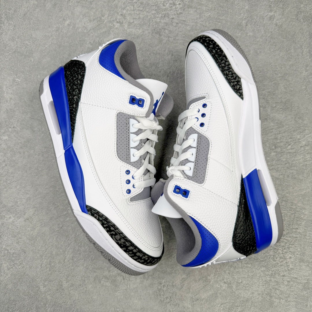 图片[3]-零售💰260 ＃KZ神版福利回馈‼Air Jordan AJ3 Retro 小闪电白蓝 CT8532-145 独家外贸特供尺码含45.5 48.5 国内外口碑最好最推荐的产品 市场中端王者 亲自操刀耗时半年巨作 全套原纸板楦头开发 原厂大底磨具加持立体防滑纹理 原装可视Air Sole气垫 原汁原味最完美的三代版型 唯一正确鞋头趴度弧度高度鞋身腰线 此版本只针对中端市场 皮料材质有所更替 其他数据细节工艺流程均保持一致 绝不口嗨 细节品控鞋型随意秒杀市面3XX 4XX 原厂TPU后跟饰片 正确内里反口里网布 皮料菱角分明不变形无多余毛边 正确手工大底描漆拉丝 市场唯一原厂鞋扣模具 原厂织唛标 原厂飞人电绣工艺 尾指中部跳三针 独家绑鞋带手法 印刷中底布 四线拉帮 米色美纹纸贴合固定 进口港宝加持 后跟自然饱满 全鞋荧光划线卡点 追求极致完美 每一双都是工艺品 多重QC质检 超越公司货的品控标准 实实在在的免检产品 尺码：40 40.5 41 42 42.5 43 44 44.5 45 45.5 46 47.5 48.5 编码：by2936060-运动鞋