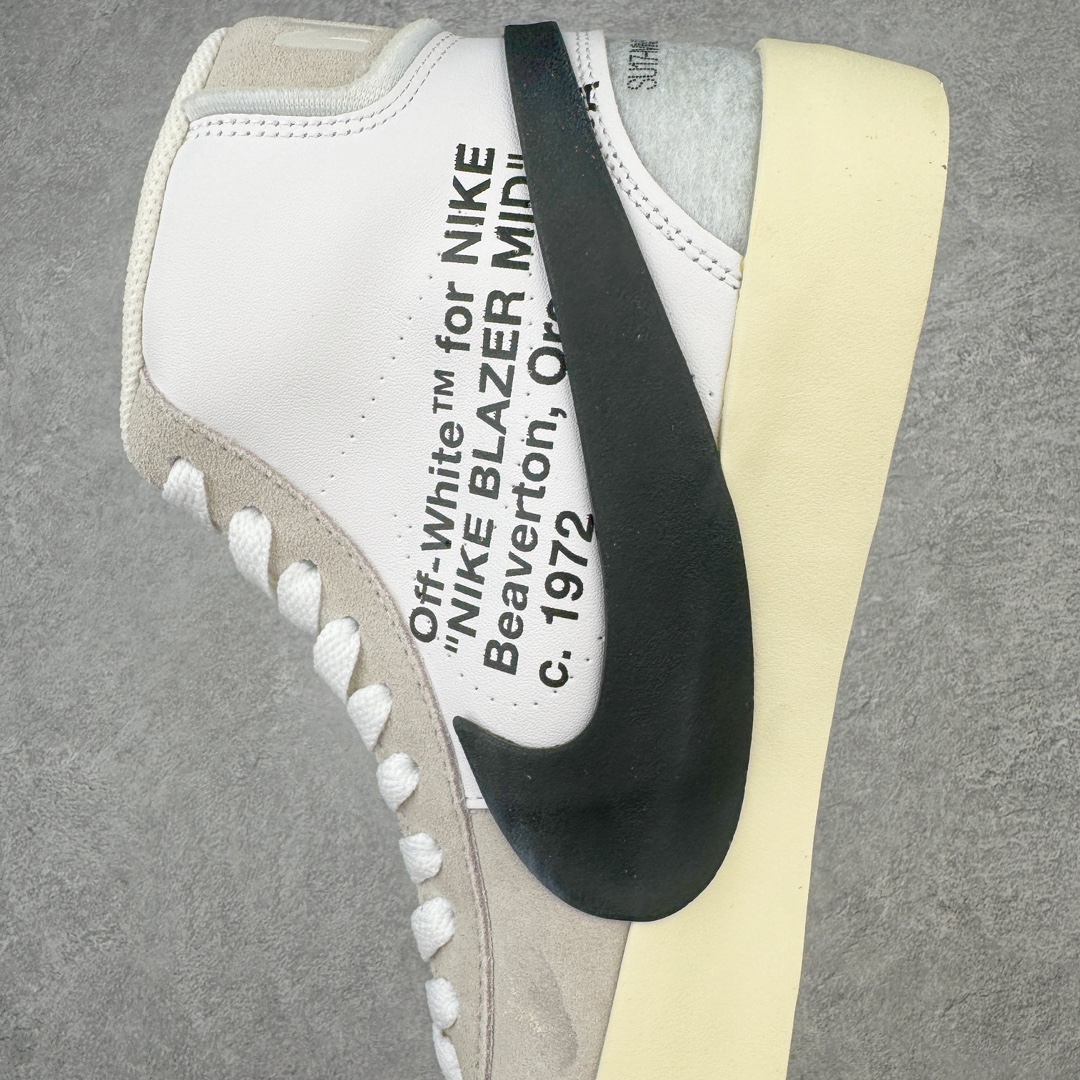 图片[7]-零售💰370 ＃Top纯原 Off-White x NK Blazer Mid OW联名款开拓者高帮休闲板鞋 白色 AA3832-001 全新订单出货 大厂流水线原鞋原纸板开发打造 内置NFC感应芯片 原厂港宝定型 进口网纱正确原厂同工序铝楦硫化工艺 尺码：36 36.5 37.5 38 38.5 39 40 40.5 41 42 42.5 43 44 44.5 45 46 47.5 48 编码：by3936070-运动鞋