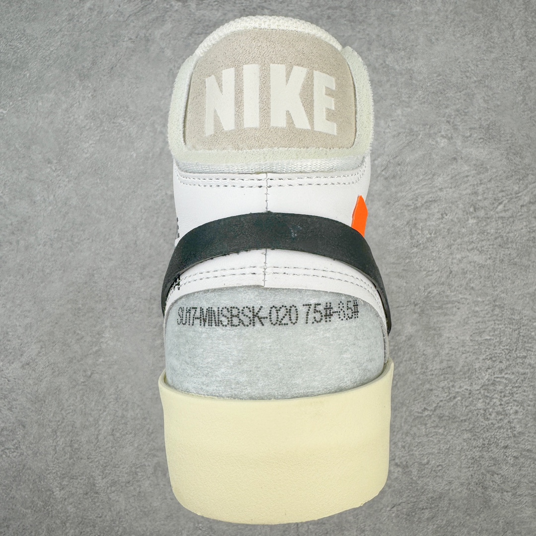 图片[8]-零售💰370 ＃Top纯原 Off-White x NK Blazer Mid OW联名款开拓者高帮休闲板鞋 白色 AA3832-001 全新订单出货 大厂流水线原鞋原纸板开发打造 内置NFC感应芯片 原厂港宝定型 进口网纱正确原厂同工序铝楦硫化工艺 尺码：36 36.5 37.5 38 38.5 39 40 40.5 41 42 42.5 43 44 44.5 45 46 47.5 48 编码：by3936070-运动鞋