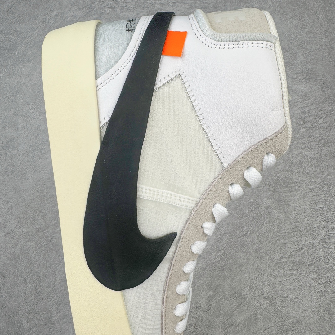 图片[6]-零售💰370 ＃Top纯原 Off-White x NK Blazer Mid OW联名款开拓者高帮休闲板鞋 白色 AA3832-001 全新订单出货 大厂流水线原鞋原纸板开发打造 内置NFC感应芯片 原厂港宝定型 进口网纱正确原厂同工序铝楦硫化工艺 尺码：36 36.5 37.5 38 38.5 39 40 40.5 41 42 42.5 43 44 44.5 45 46 47.5 48 编码：by3936070-运动鞋