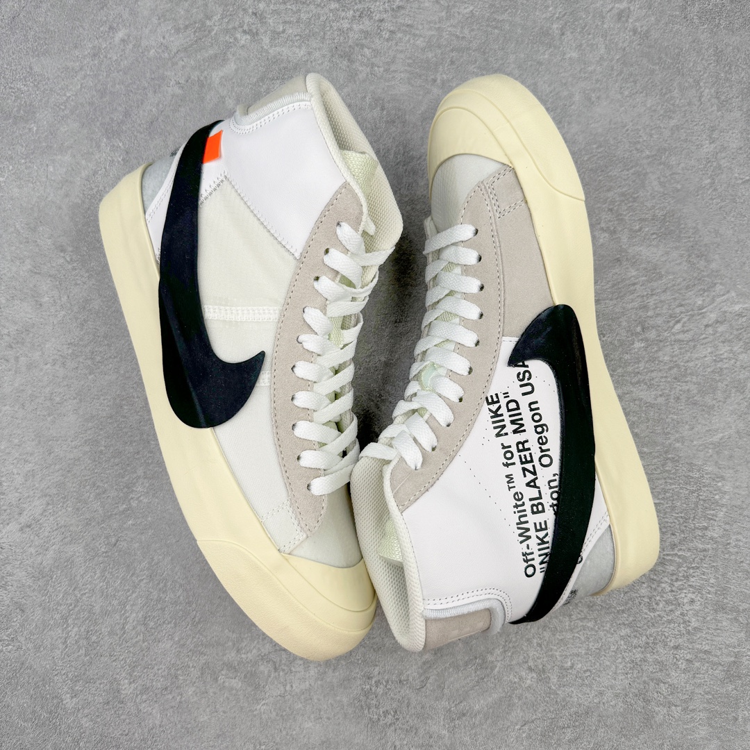 图片[3]-零售💰370 ＃Top纯原 Off-White x NK Blazer Mid OW联名款开拓者高帮休闲板鞋 白色 AA3832-001 全新订单出货 大厂流水线原鞋原纸板开发打造 内置NFC感应芯片 原厂港宝定型 进口网纱正确原厂同工序铝楦硫化工艺 尺码：36 36.5 37.5 38 38.5 39 40 40.5 41 42 42.5 43 44 44.5 45 46 47.5 48 编码：by3936070-运动鞋