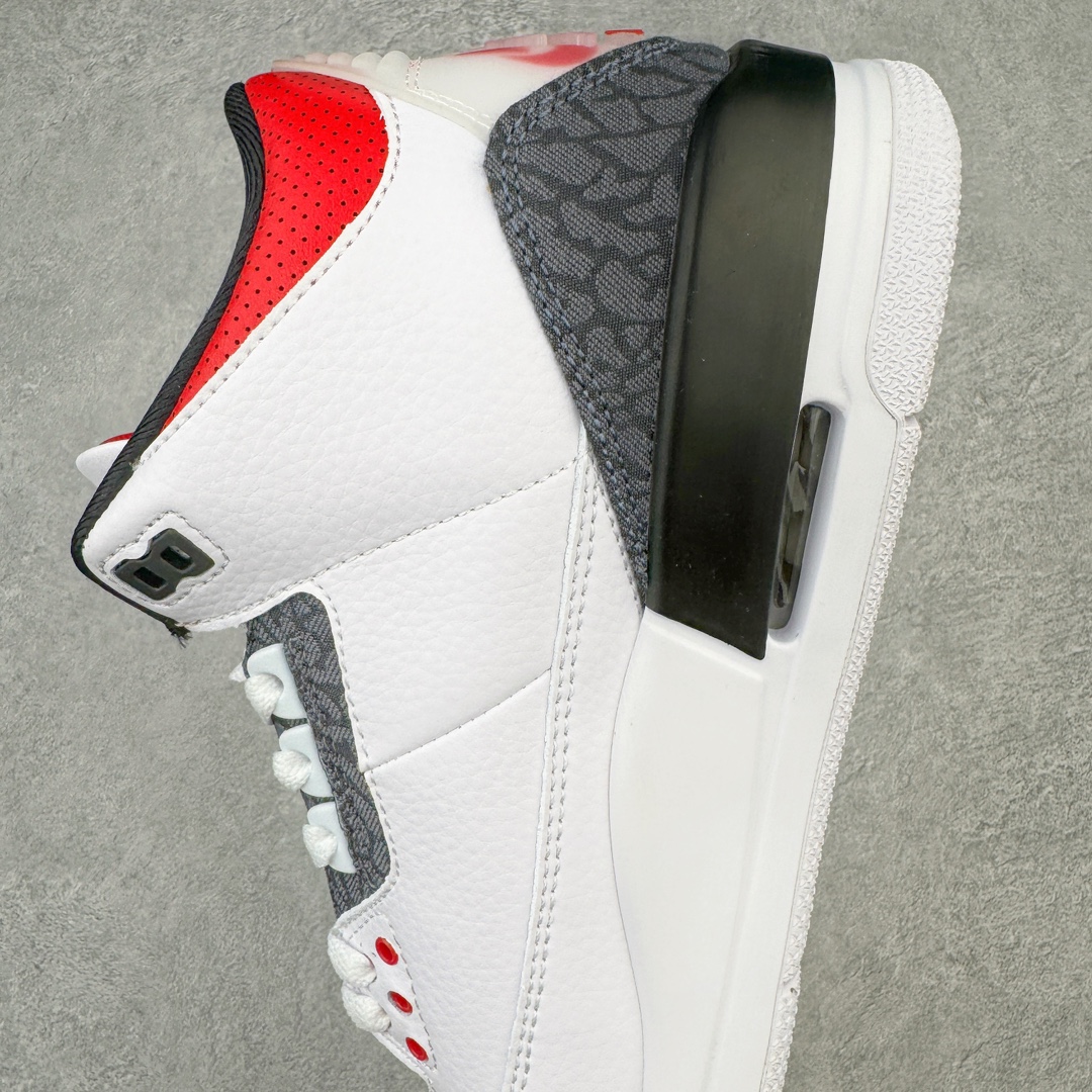 图片[7]-💰130 ＃PB版 福利特价‼Air Jordan AJ3 Retro 火焰红 CZ6431-100 市场中端王者 全套原纸板楦头开发 原厂大底磨具加持立体防滑纹理 原装可视Air Sole气垫 原汁原味最完美的三代版型 唯一正确鞋头趴度弧度高度鞋身腰线 此版本只针对中端市场 皮料材质有所更替 其他数据细节工艺流程均保持一致 绝不口嗨 细节品控鞋型随意秒杀市面3XX 4XX 原厂TPU后跟饰片 正确内里反口里网布 皮料菱角分明不变形无多余毛边 正确手工大底描漆拉丝 市场唯一原厂鞋扣模具 原厂织唛标 原厂飞人电绣工艺 尾指中部跳三针 独家绑鞋带手法 印刷中底布 四线拉帮 米色美纹纸贴合固定 进口港宝加持 后跟自然饱满 全鞋荧光划线卡点 追求极致完美 每一双都是工艺品 多重QC质检 超越公司货的品控标准 实实在在的免检产品 尺码：40 40.5 41 42 42.5 43 44 44.5 45 45.5 46 47.5 编码：by2936000-运动鞋