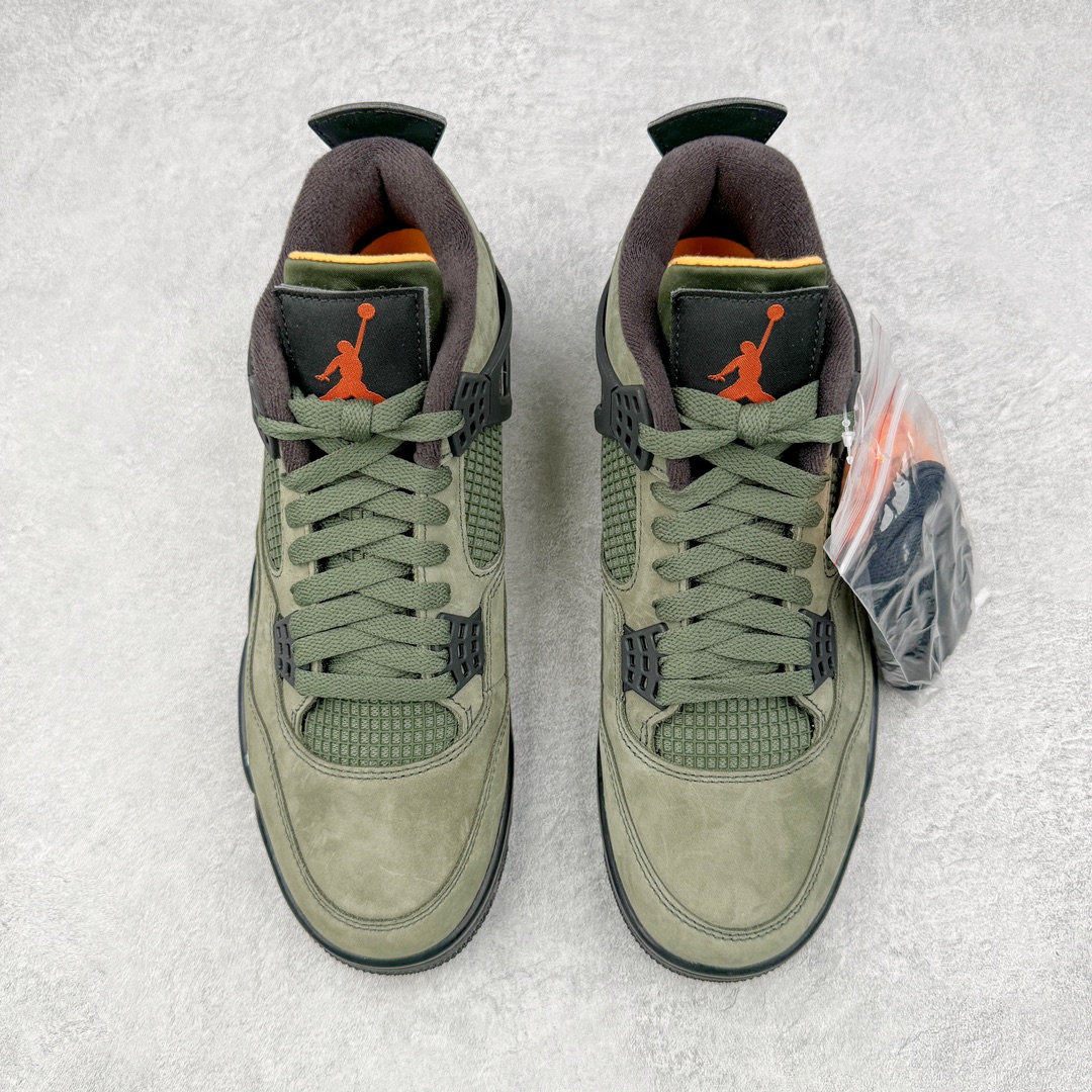 图片[2]-💰590 ＃GX UNDEFEATED x Air Jordan AJ4 Retro 不败联名 军绿 JBM351 M1 该鞋款鞋身使用了大面积绿色为主色设计 并且它的特点为：可拆卸的魔术贴鞋舌板块、 鞋舌内替换原有AIR JORDAN 4字样变成UNDEFEATED白色黑底字样、拆卸魔术贴后为白字灰底JORDAN RARE AIR字样、鞋后跟TPU内为UNDEFEATED字样、鞋盒为特殊的拉链包装袋、以及带有黑色和橙色两幅鞋带 橙色的鞋舌Jumpman Logo和内衬 让整个鞋面有了点睛之笔于其中 圈内最强四代 耗时半年巨作 全套原纸板楦头开发 原厂特供皮料加持 确保原汁原味 完美呈现四代版型 一比一鞋头弧度高度鞋身弧度 数据细节工艺流程均保持原鞋一致 原厂TPU网格鞋带扣 正确内里网布 菱角分明不变形无多余毛边 柔软性质感一致于原鞋 市场唯一原厂鞋扣模具 背面可见隐藏注塑口 原厂织唛标 原厂飞人电绣工艺 尾指中部跳三针 独家绑鞋带手法 印刷中底布 四线拉帮 米色美纹纸贴合固定 进口港宝加持 后跟自然饱满 全鞋荧光划线卡点 追求极致完美 每一双都是工艺品 多重QC质检 超越公司货的品控标准 实实在在的免检产品 尺码：40 40.5 41 42 42.5 43 44 44.5 45 45.5 46 47.5 48.5 49.5 50.5 编码：by6936050-运动鞋