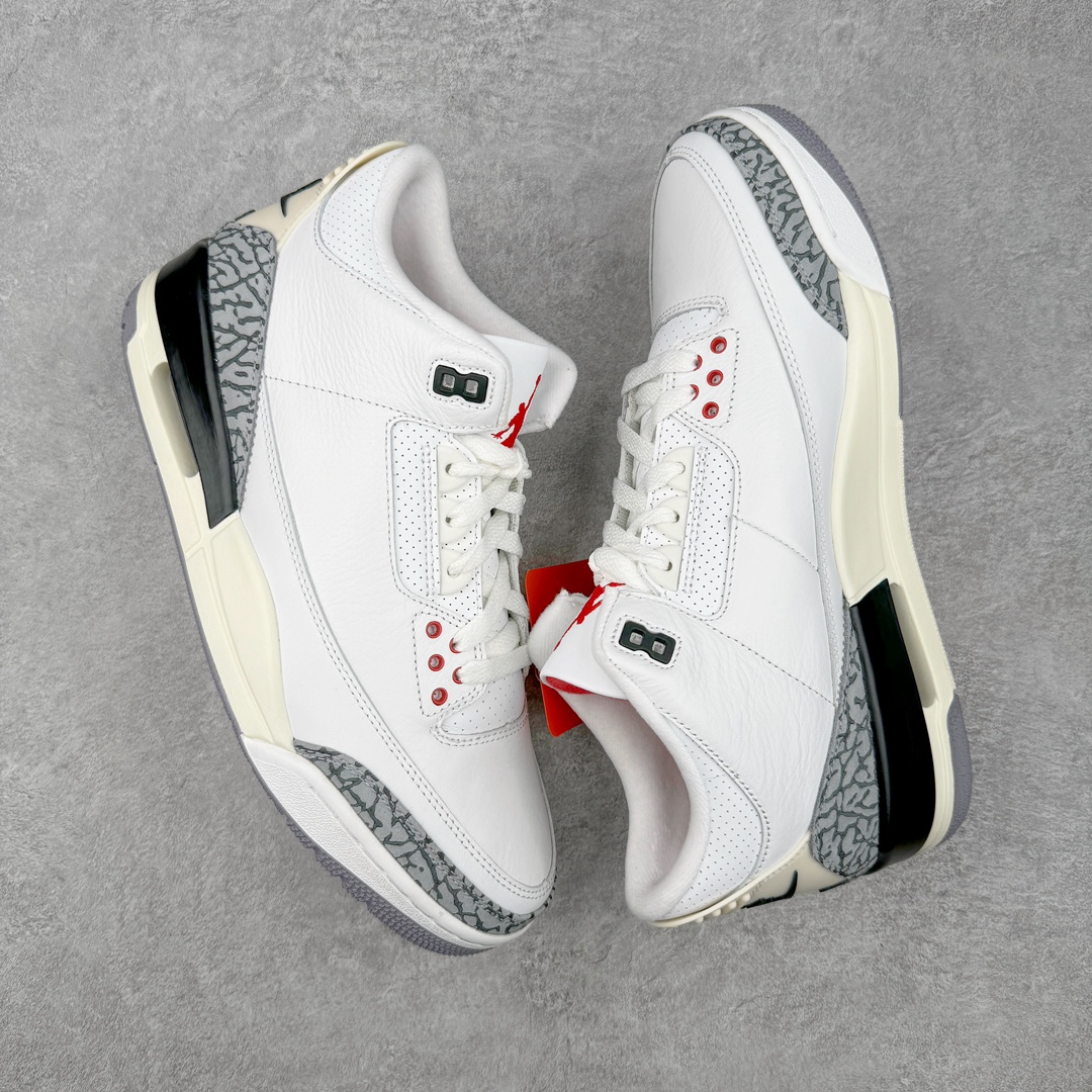 图片[3]-＃PK纯原 Air Jordan AJ3 Retro 做旧白水泥 DN3707-100 目前市场最推荐的产品 市场唯一正确批次 操刀耗时半年巨作 超合理的单价 拒绝高利润 全套原纸板楦头开发 原厂大底磨具加持立体防滑纹理 原装可视Air Sole气垫 原汁原味最完美的三代版型 唯一正确鞋头趴度弧度高度鞋身腰线 原厂TPU彩虹扎染后跟饰片 正确内里反口里网布 皮料菱角分明不变形无多余毛边 广东原厂zp同批次手工大底描漆拉丝 市场唯一原厂鞋扣模具 原厂织唛标 原厂飞人电绣工艺 尾指中部跳三针 独家绑鞋带手法 印刷中底布 四线拉帮 米色美纹纸贴合固定 进口港宝加持 后跟自然饱满 全鞋荧光划线卡点 追求极致完美 每一双都是工艺品 多重QC质检 超越公司货的品控标准 实实在在的免检产品 尺码：40 40.5 41 42 42.5 43 44 44.5 45 46 47.5 48.5-选品中心