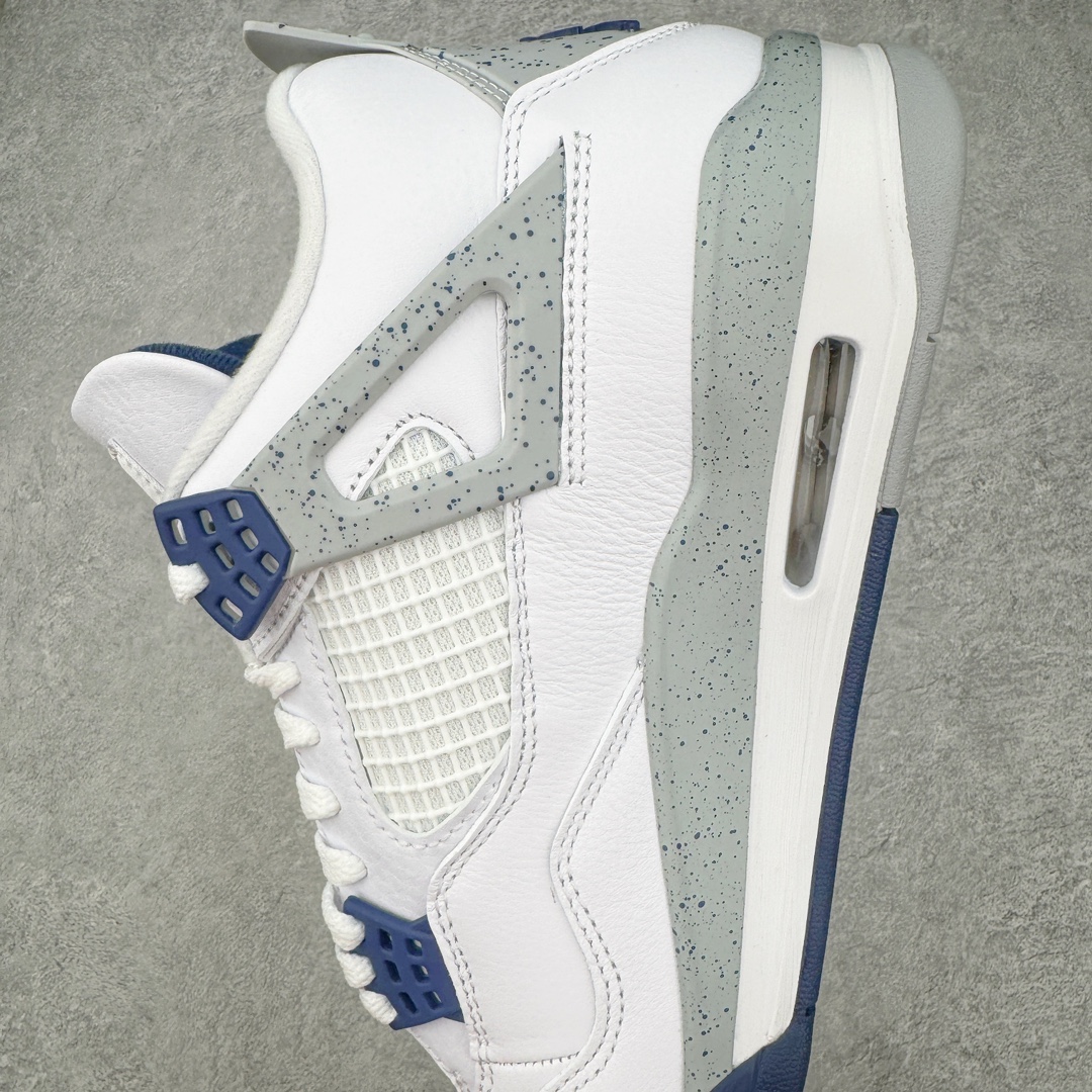 图片[7]-零售💰390 ＃PK纯原 Air Jordan AJ4 Retro 午夜蓝 DH6927-140 耗时半年巨作 全套原纸板楦头开发 原厂特供皮料加持 确保原汁原味 完美呈现四代版型 一比一鞋头弧度高度鞋身弧度 数据细节工艺流程均保持原鞋一致 原厂TPU网格鞋带扣 正确内里网布 菱角分明不变形无多余毛边 柔软性质感一致于原鞋 原厂织唛标 原厂飞人电绣工艺 尾指中部跳三针 独家绑鞋带手法 印刷中底布 四线拉帮 米色美纹纸贴合固定 进口港宝加持 后跟自然饱满 全鞋荧光划线卡点 追求极致完美 每一双都是工艺品 多重QC质检 超越公司货的品控标准 实实在在的免检产品 尺码：40 40.5 41 42 42.5 43 44 44.5 45 46 47.5 编码：by3936090-运动鞋