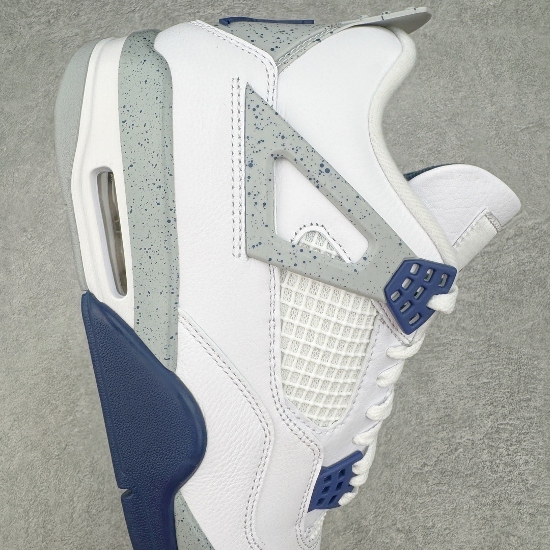 图片[6]-零售💰390 ＃PK纯原 Air Jordan AJ4 Retro 午夜蓝 DH6927-140 耗时半年巨作 全套原纸板楦头开发 原厂特供皮料加持 确保原汁原味 完美呈现四代版型 一比一鞋头弧度高度鞋身弧度 数据细节工艺流程均保持原鞋一致 原厂TPU网格鞋带扣 正确内里网布 菱角分明不变形无多余毛边 柔软性质感一致于原鞋 原厂织唛标 原厂飞人电绣工艺 尾指中部跳三针 独家绑鞋带手法 印刷中底布 四线拉帮 米色美纹纸贴合固定 进口港宝加持 后跟自然饱满 全鞋荧光划线卡点 追求极致完美 每一双都是工艺品 多重QC质检 超越公司货的品控标准 实实在在的免检产品 尺码：40 40.5 41 42 42.5 43 44 44.5 45 46 47.5 编码：by3936090-运动鞋