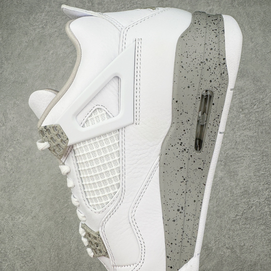 图片[7]-零售💰390 ＃PK纯原 Air Jordan AJ4 Retro SE \”White Oreo\”白灰奥利奥 货号：CT8527-100 耗时半年巨作 全套原纸板楦头开发 原厂特供皮料加持 确保原汁原味 完美呈现四代版型 一比一鞋头弧度高度鞋身弧度 数据细节工艺流程均保持原鞋一致 原厂TPU网格鞋带扣 正确内里网布 菱角分明不变形无多余毛边 柔软性质感一致于原鞋 原厂织唛标 原厂飞人电绣工艺 尾指中部跳三针 独家绑鞋带手法 印刷中底布 四线拉帮 米色美纹纸贴合固定 进口港宝加持 后跟自然饱满 全鞋荧光划线卡点 追求极致完美 每一双都是工艺品 多重QC质检 超越公司货的品控标准 实实在在的免检产品 尺码：40 40.5 41 42 42.5 43 44 44.5 45 46 47.5 编码：by3936090-运动鞋