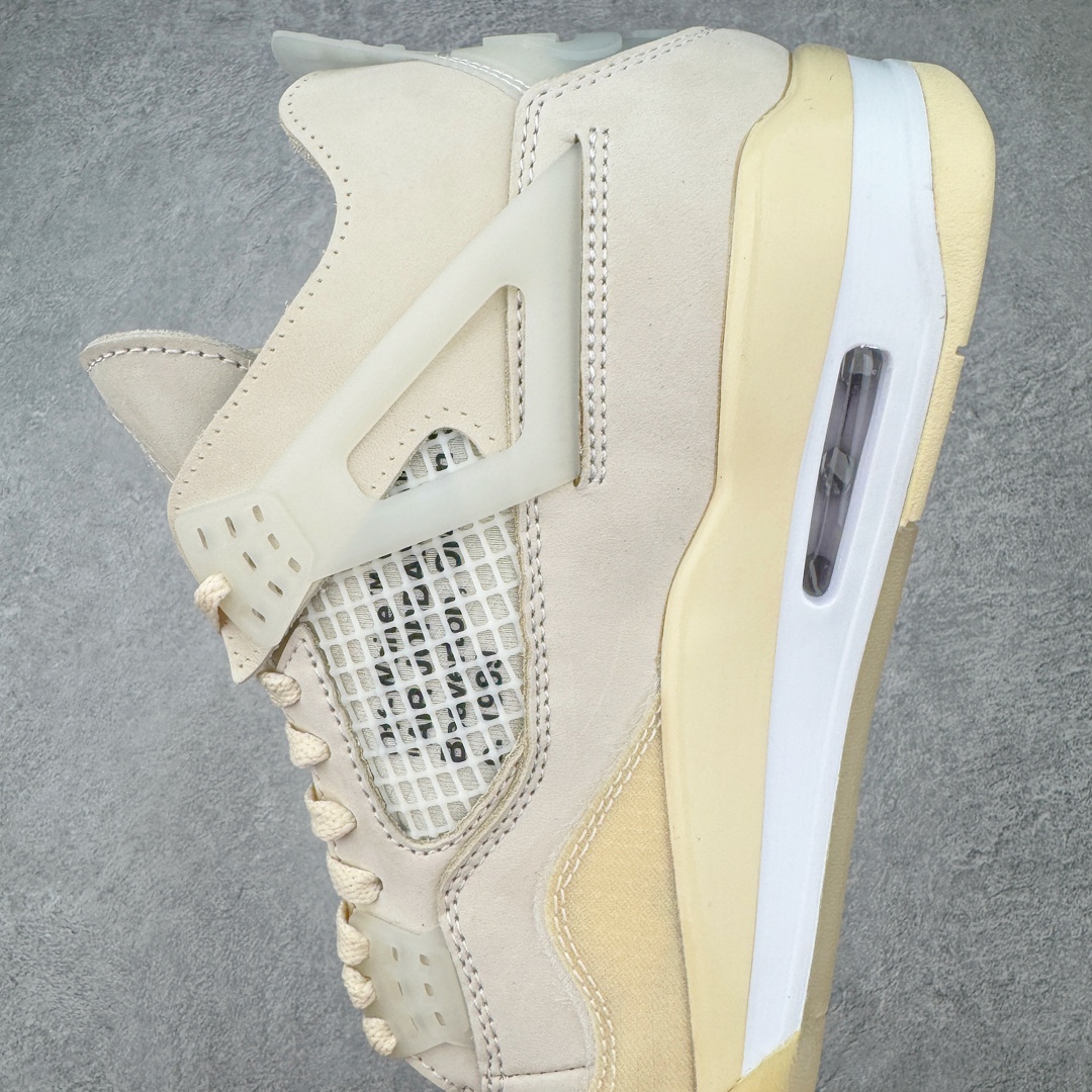 图片[7]-零售💰480 ＃PK纯原 Off-White™ x Air Jordan AJ4 Retro\”Cream/Sail\” OW联名白帆 CV9388-100 市售最强白帆 高端零售指定版本 采用原厂韩国进口网纱 全鞋电脑定位针车 原档案精准数据分码段标语 独家原装大底注意带氧化效果 \”双面Air OW\”字样精准对位 正确中底钢印 原厂特供皮料加持 确保原汁原味 完美呈现四代版型 一比一鞋头弧度高度鞋身弧度 数据细节工艺流程均保持原鞋一致 原厂TPU网格鞋带扣 正确内里网布 菱角分明不变形无多余毛边 柔软性质感一致于原鞋 原厂织唛标 原厂飞人电绣工艺 尾指中部跳三针 独家绑鞋带手法 印刷中底布 四线拉帮 米色美纹纸贴合固定 进口港宝加持 后跟自然饱满 全鞋荧光划线卡点 追求极致完美 每一双都是工艺品 多重QC质检 超越公司货的品控标准 实实在在的免检产品 尺码：36 36.5 37.5 38 38.5 39 40 40.5 41 42 42.5 43 44 44.5 45 46 47.5 编码：by4936080-运动鞋