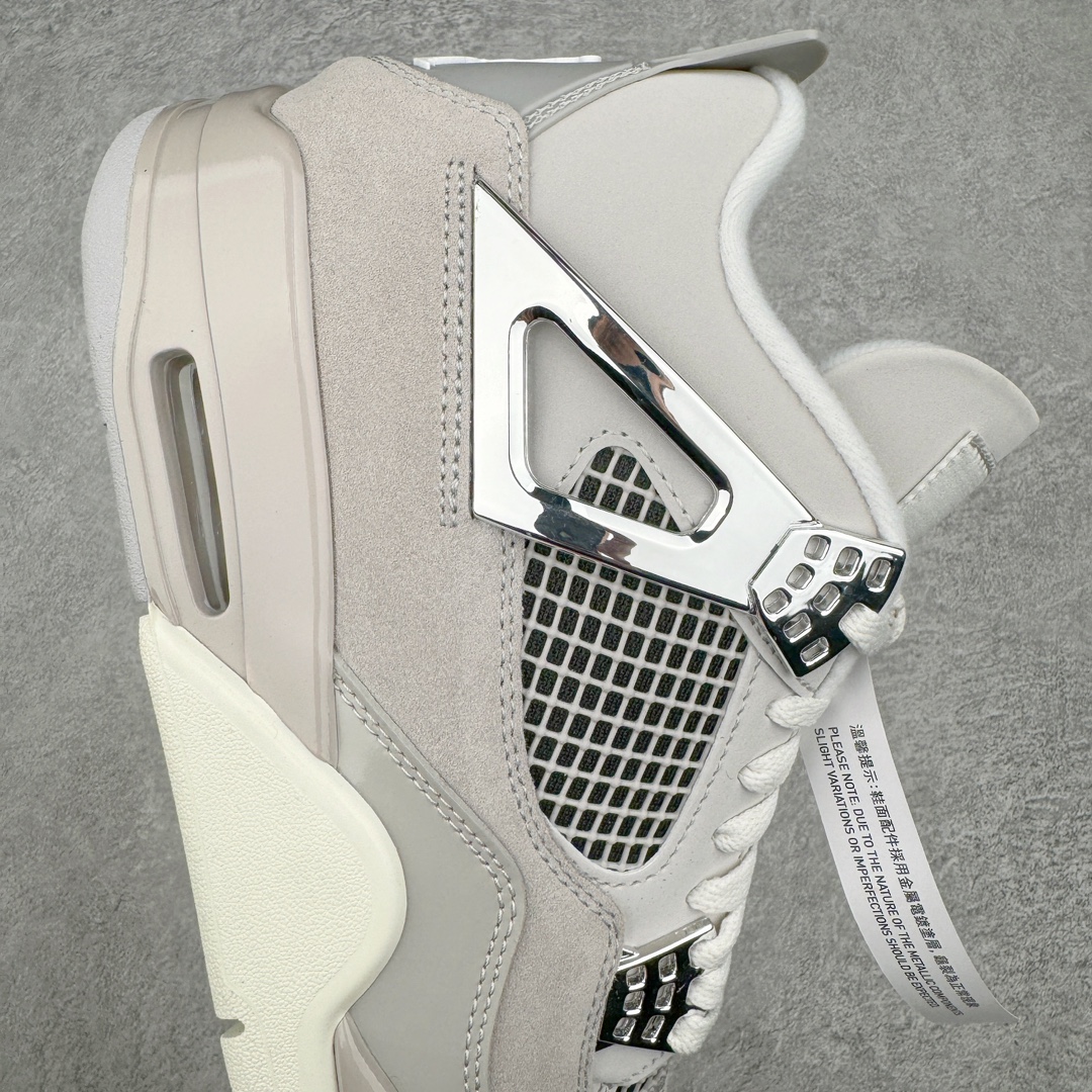 图片[6]-💰460 ＃GX Air Jordan AJ4 Retro 电镀银 AQ9129-001 圈内最强四代 独家外贸特供尺码含 45.5 49.5 50.5 耗时半年巨作 全套原纸板楦头开发 原厂特供皮料加持 确保原汁原味 完美呈现四代版型 一比一鞋头弧度高度鞋身弧度 数据细节工艺流程均保持原鞋一致 原厂TPU网格鞋带扣 正确内里网布 菱角分明不变形无多余毛边 柔软性质感一致于原鞋 市场唯一原厂鞋扣模具 背面可见隐藏注塑口 原厂织唛标 原厂飞人电绣工艺 尾指中部跳三针 独家绑鞋带手法 印刷中底布 四线拉帮 米色美纹纸贴合固定 进口港宝加持 后跟自然饱满 全鞋荧光划线卡点 追求极致完美 每一双都是工艺品 多重QC质检 超越公司货的品控标准 实实在在的免检产品 尺码：40 40.5 41 42 42.5 43 44 44.5 45 45.5 46 47.5 48.5 49.5 50.5 编码：by5936030-运动鞋