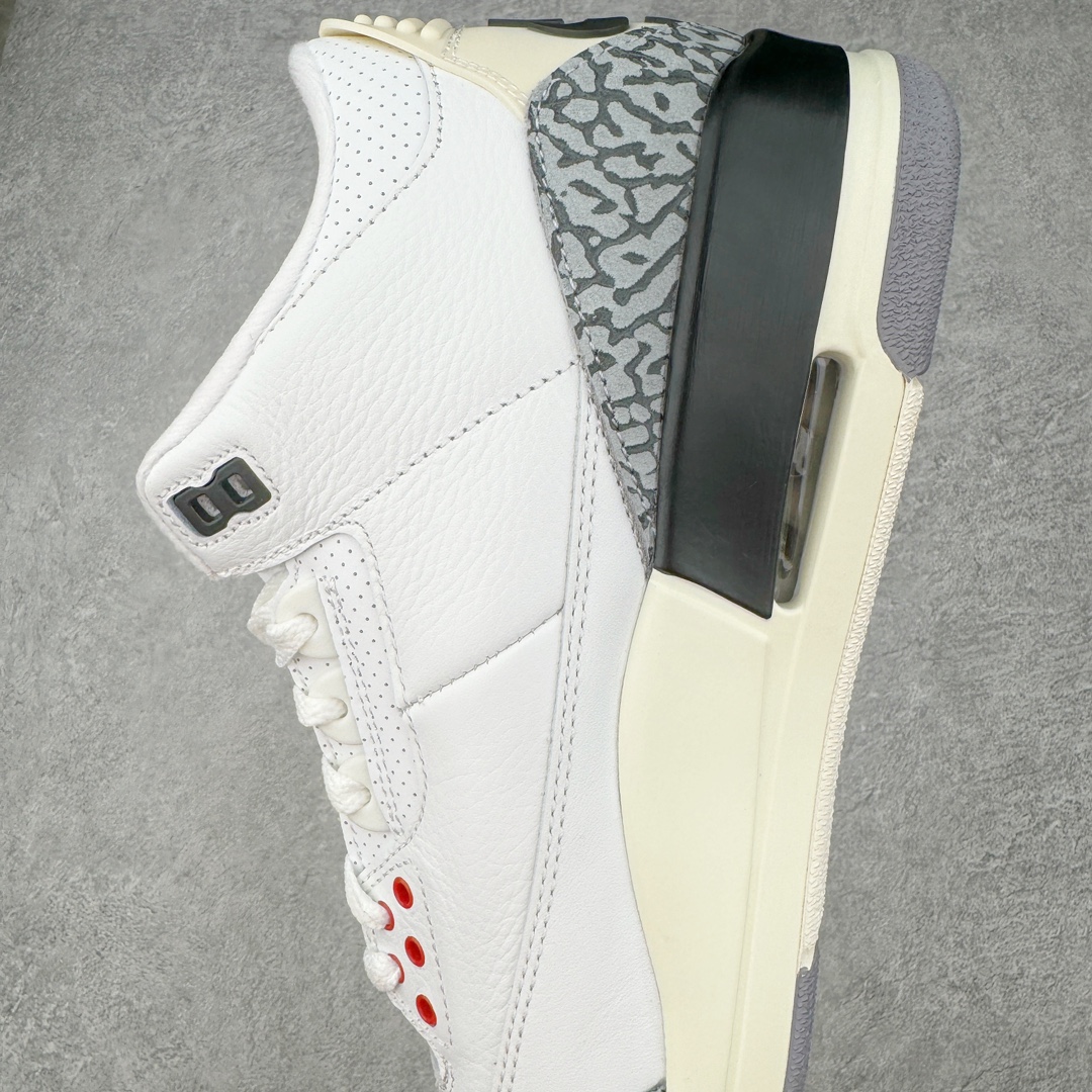 图片[7]-零售💰450 ＃PK纯原 Air Jordan AJ3 Retro 做旧白水泥 DN3707-100 目前市场最推荐的产品 市场唯一正确批次 操刀耗时半年巨作 超合理的单价 拒绝高利润 全套原纸板楦头开发 原厂大底磨具加持立体防滑纹理 原装可视Air Sole气垫 原汁原味最完美的三代版型 唯一正确鞋头趴度弧度高度鞋身腰线 原厂TPU彩虹扎染后跟饰片 正确内里反口里网布 皮料菱角分明不变形无多余毛边 广东原厂zp同批次手工大底描漆拉丝 市场唯一原厂鞋扣模具 原厂织唛标 原厂飞人电绣工艺 尾指中部跳三针 独家绑鞋带手法 印刷中底布 四线拉帮 米色美纹纸贴合固定 进口港宝加持 后跟自然饱满 全鞋荧光划线卡点 追求极致完美 每一双都是工艺品 多重QC质检 超越公司货的品控标准 实实在在的免检产品 尺码：40 40.5 41 42 42.5 43 44 44.5 45 46 47.5 48.5 编码：by4936050-运动鞋