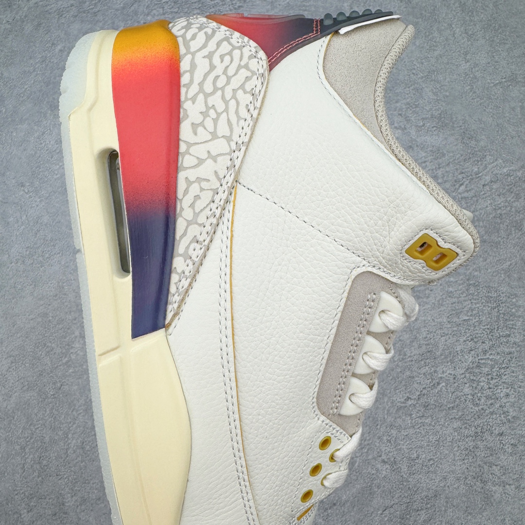 图片[6]-零售💰450 ＃PK纯原 J Balvin x Air Jordan AJ3 联名白蓝红 彩虹渐变 FN0344-901 目前市场最推荐的产品 市场唯一正确批次 操刀耗时半年巨作 超合理的单价 拒绝高利润 全套原纸板楦头开发 原厂大底磨具加持立体防滑纹理 原装可视Air Sole气垫 原汁原味最完美的三代版型 唯一正确鞋头趴度弧度高度鞋身腰线 原厂TPU彩虹扎染后跟饰片 正确内里反口里网布 皮料菱角分明不变形无多余毛边 广东原厂zp同批次手工大底描漆拉丝 市场唯一原厂鞋扣模具 原厂织唛标 原厂飞人电绣工艺 尾指中部跳三针 独家绑鞋带手法 印刷中底布 四线拉帮 米色美纹纸贴合固定 进口港宝加持 后跟自然饱满 全鞋荧光划线卡点 追求极致完美 每一双都是工艺品 多重QC质检 超越公司货的品控标准 实实在在的免检产品 尺码：40 40.5 41 42 42.5 43 44 44.5 45 46 47.5 48.5 编码：by4936050-运动鞋