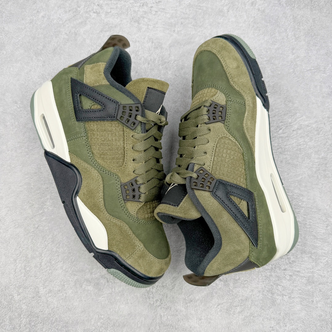 图片[3]-💰460 ＃GX Air Jordan AJ4 Retro \”Olive Canvas\” 军绿色 FB9927-200 圈内最强四代 独家外贸特供尺码含 45.5 49.5 50.5 耗时半年巨 全套原纸板楦头开发 原厂特供皮料加持 确保原汁原味 完美呈现四代版型 一比一鞋头弧度高度鞋身弧度 数据细节工艺流程均保持原鞋一致 原厂TPU网格鞋带扣 正确内里网布 菱角分明不变形无多余毛边 柔软性质感一致于原鞋 市场唯一原厂鞋扣模具 背面可见隐藏注塑口 原厂织唛标 原厂飞人电绣工艺 尾指中部跳三针 独家绑鞋带手法 印刷中底布 四线拉帮 米色美纹纸贴合固定 进口港宝加持 后跟自然饱满 全鞋荧光划线卡点 追求极致完美 每一双都是工艺品 多重QC质检 超越公司货的品控标准 实实在在的免检产品 尺码：40 40.5 41 42 42.5 43 44 44.5 45 45.5 46 47.5 48.5 49.5 50.5 编码：by5936030-运动鞋