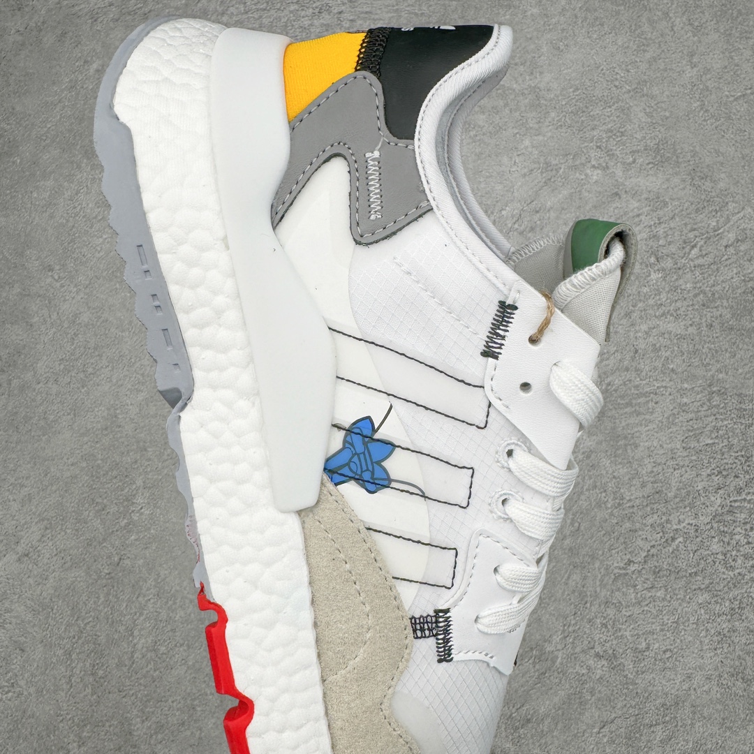 图片[6]-＃纯原福利 AD originals Nite Jogger Pride 夜行者减震耐磨低帮反光复古休闲百搭运动跑鞋 原厂材料 原厂大底 原装工艺 原鞋一致 记忆海绵 鞋眼使用原鞋一致电绣加针车工艺 后跟全部一致采用原鞋工艺 四针六线进口机 区别市面三针五线 头层皮打造 原厂流水标 3D喷漆 瞄漆 私家独模 网布搭配麂皮拼接打造鞋面 极具复古风格鞋头及鞋跟点缀3M反光设计 极为亮眼中底采用全掌Boost科技 厚度相当可观 脚感极佳 尺码：36 36⅔ 37⅓ 38 38⅔ 39⅓ 40 40⅔ 41⅓ 42 42⅔ 43⅓ 44 45-选品中心