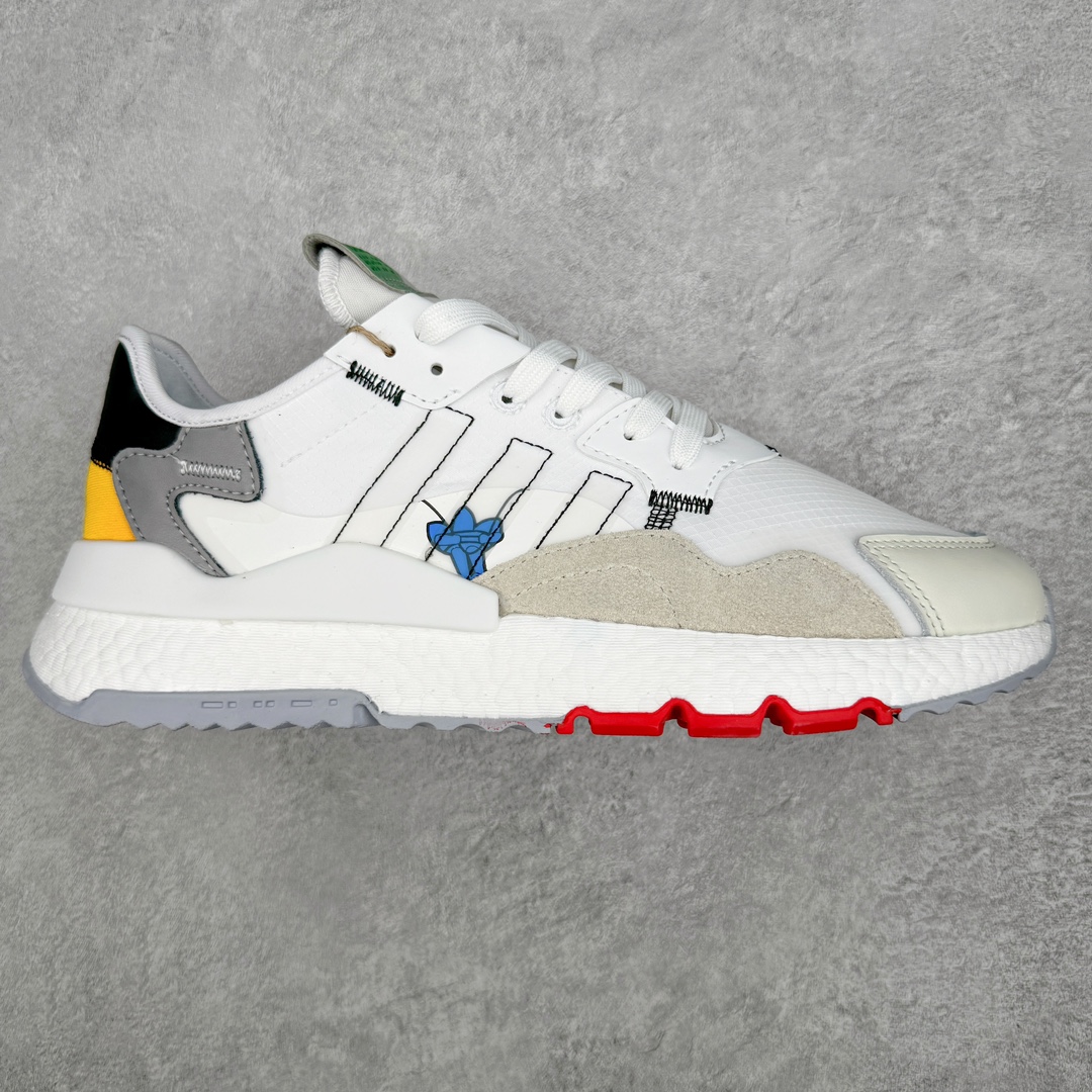 图片[7]-＃纯原福利 AD originals Nite Jogger Pride 夜行者减震耐磨低帮反光复古休闲百搭运动跑鞋 原厂材料 原厂大底 原装工艺 原鞋一致 记忆海绵 鞋眼使用原鞋一致电绣加针车工艺 后跟全部一致采用原鞋工艺 四针六线进口机 区别市面三针五线 头层皮打造 原厂流水标 3D喷漆 瞄漆 私家独模 网布搭配麂皮拼接打造鞋面 极具复古风格鞋头及鞋跟点缀3M反光设计 极为亮眼中底采用全掌Boost科技 厚度相当可观 脚感极佳 尺码：36 36⅔ 37⅓ 38 38⅔ 39⅓ 40 40⅔ 41⅓ 42 42⅔ 43⅓ 44 45-选品中心