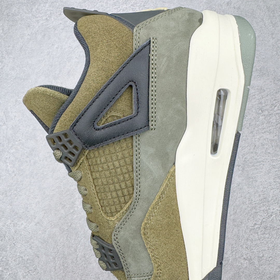 图片[7]-零售💰410 ＃PK纯原 Air Jordan AJ4 Retro \”Olive Canvas\” 军绿色 FB9927-200 耗时半年巨作 全套原纸板楦头开发 原厂特供皮料加持 确保原汁原味 完美呈现四代版型 一比一鞋头弧度高度鞋身弧度 数据细节工艺流程均保持原鞋一致 原厂TPU网格鞋带扣 正确内里网布 菱角分明不变形无多余毛边 柔软性质感一致于原鞋 原厂织唛标 原厂飞人电绣工艺 尾指中部跳三针 独家绑鞋带手法 印刷中底布 四线拉帮 米色美纹纸贴合固定 进口港宝加持 后跟自然饱满 全鞋荧光划线卡点 追求极致完美 每一双都是工艺品 多重QC质检 超越公司货的品控标准 实实在在的免检产品 尺码：36 36.5 37.5 38 38.5 39 40 40.5 41 42 42.5 43 44 44.5 45 46 47.5 编码：by4936010-运动鞋